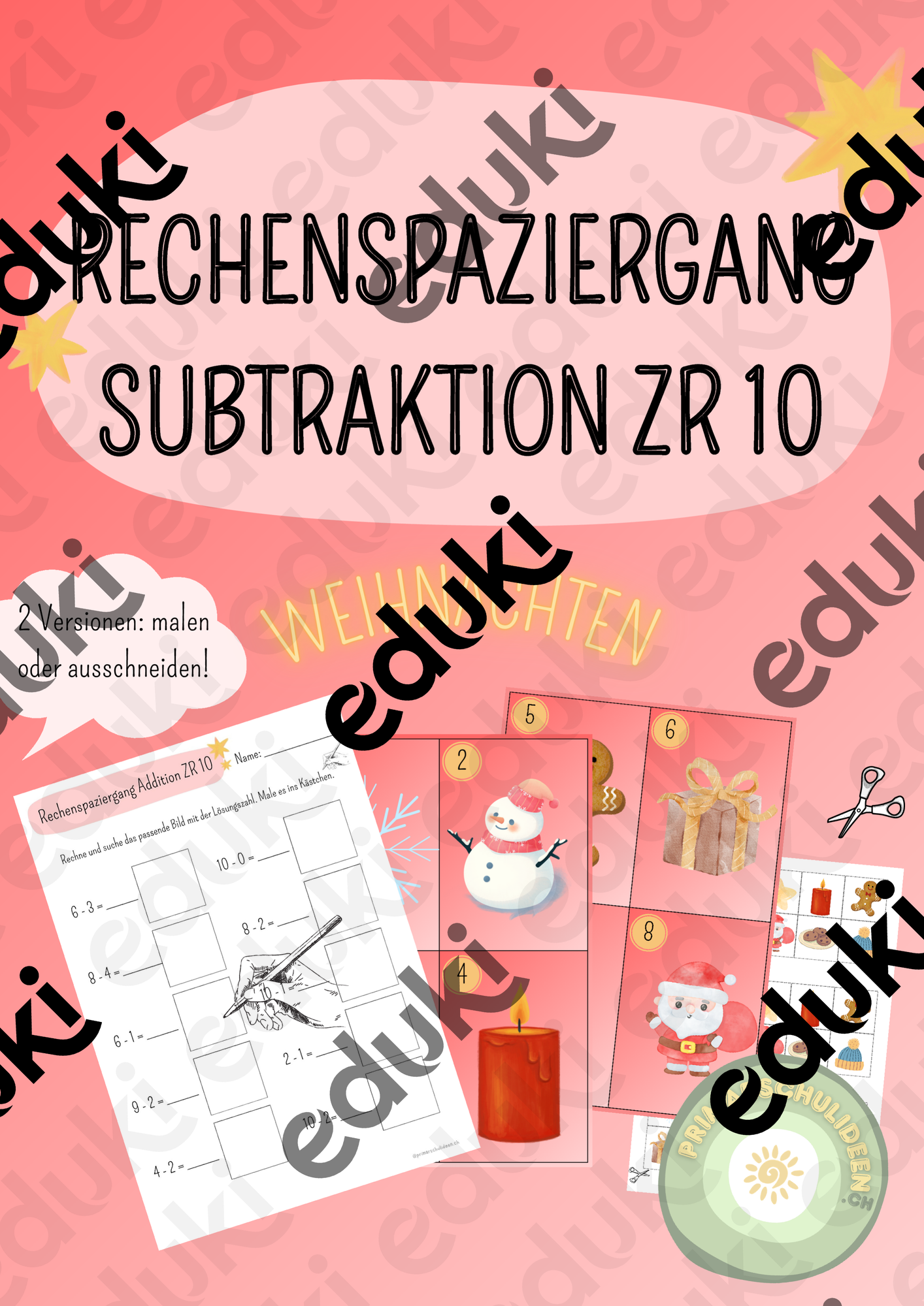 Rechenspaziergang Subtraktion ZR 10 Weihnachten – Unterrichtsmaterial