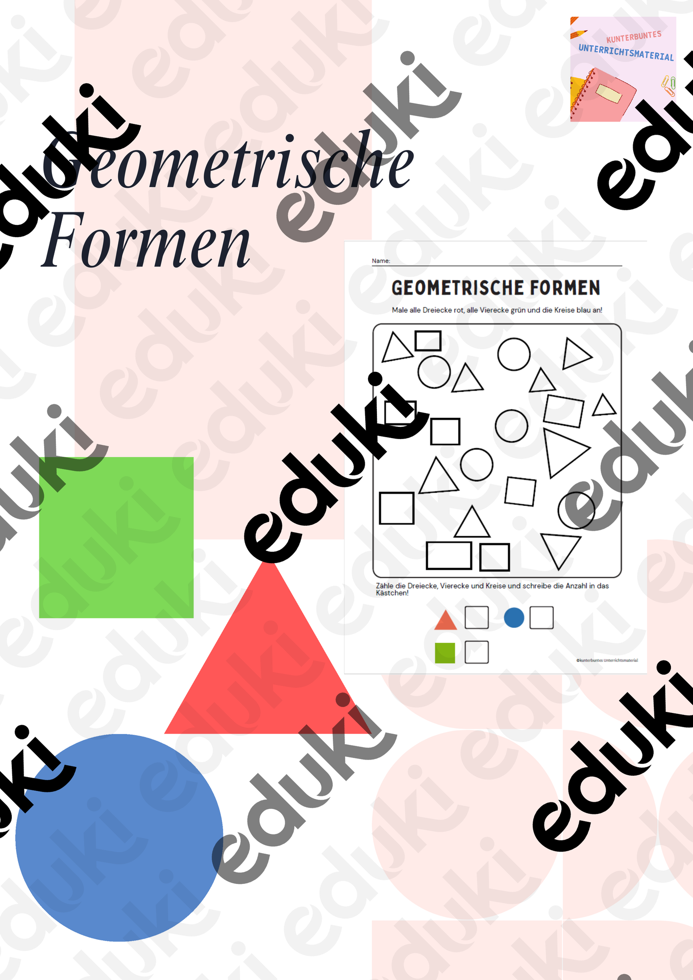 Geometrische Formen - Arbeitsblatt – Unterrichtsmaterial im Fach Mathematik
