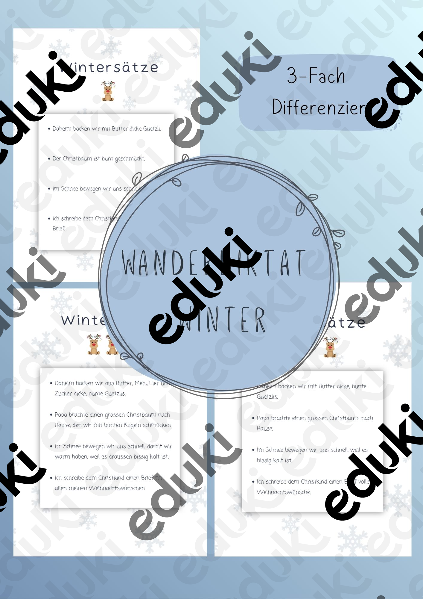Wanderdiktat Winter - 3./4. Klasse – Unterrichtsmaterial im Fach Deutsch
