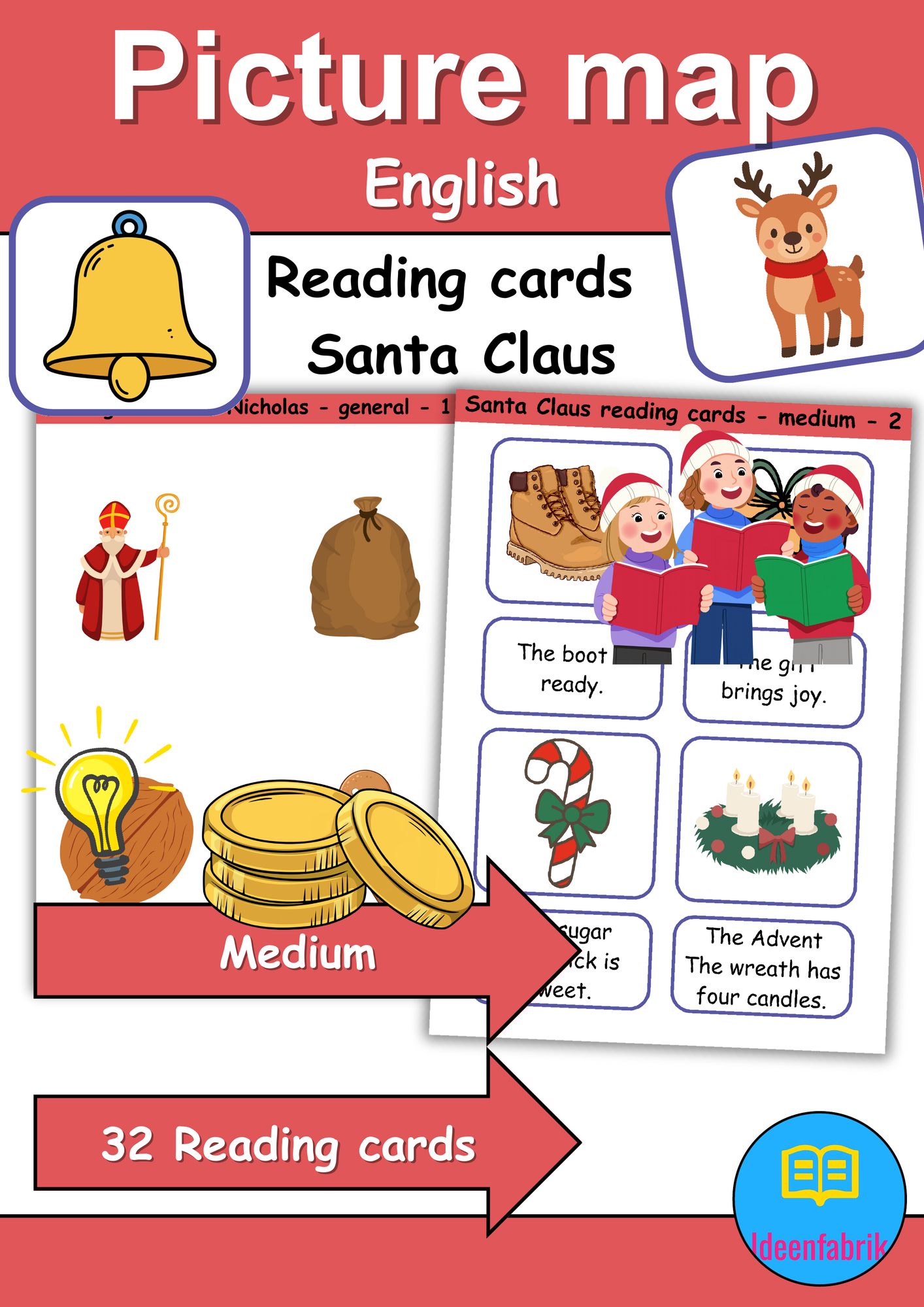 Lesekarten/Bildkarten - Nikolaus / Nicholas / Police (Medium ...