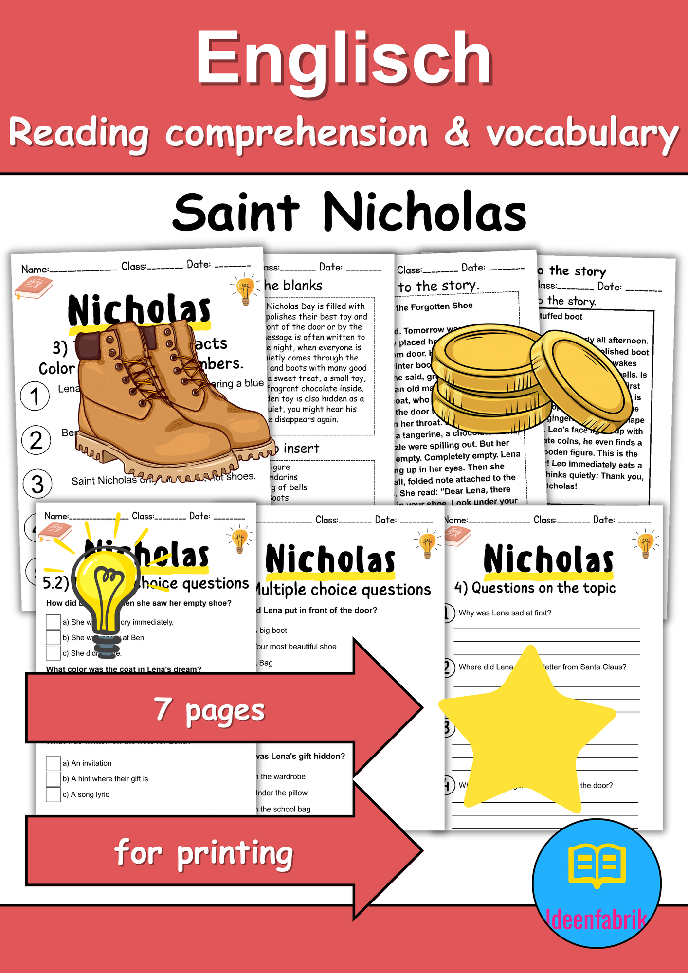 Nikolaus / Nicholas / Police: Reading comprehension & vocabulary ...