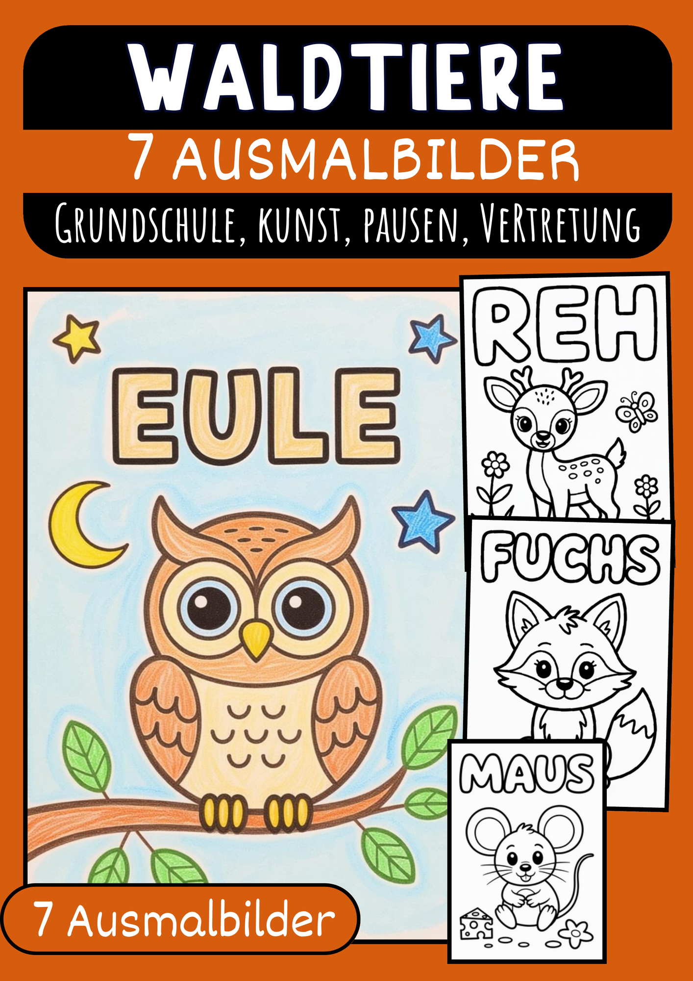 Waldtiere Malvorlagen Ausmalbilder Poster kreative Waldtiere