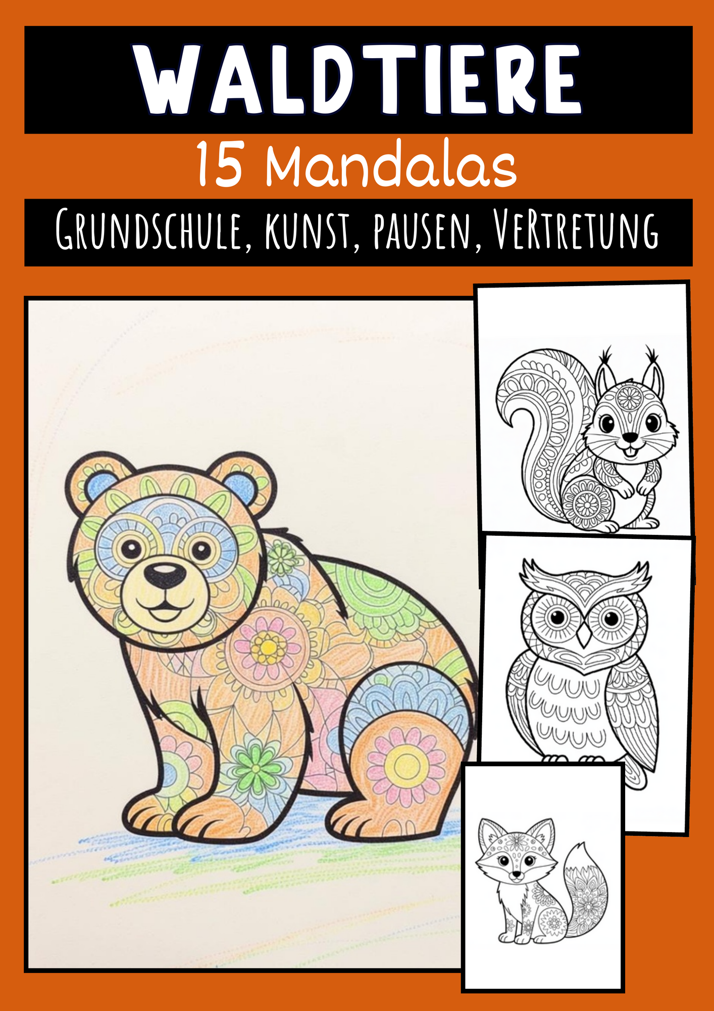 Mandalas Waldtiere Ausmalvorlagen für Klassen 1–6 – Unterrichtsmaterial
