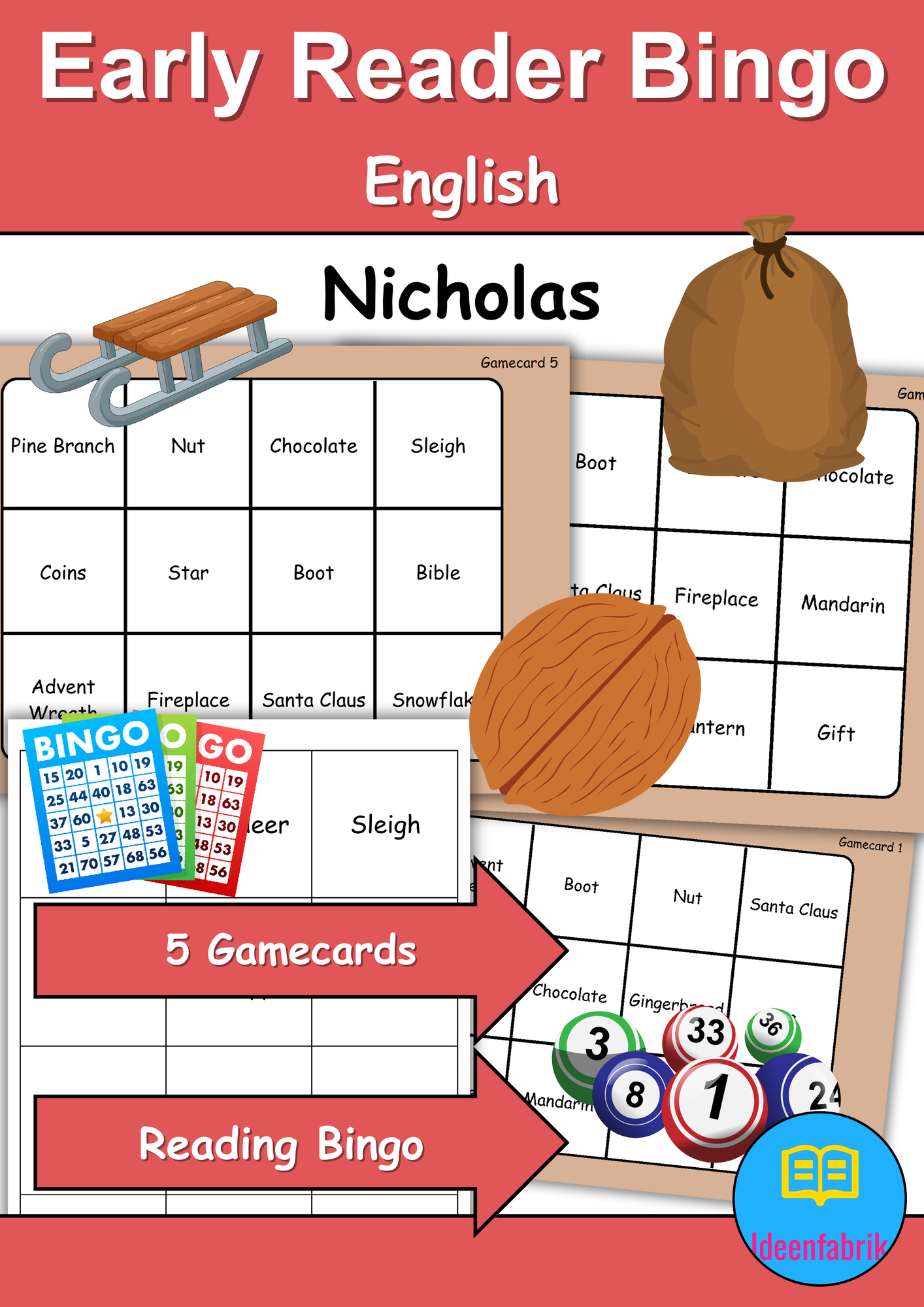 Erstleser Bingo / First Reader Bingo - Nikolaus / Nicholas / Police ...