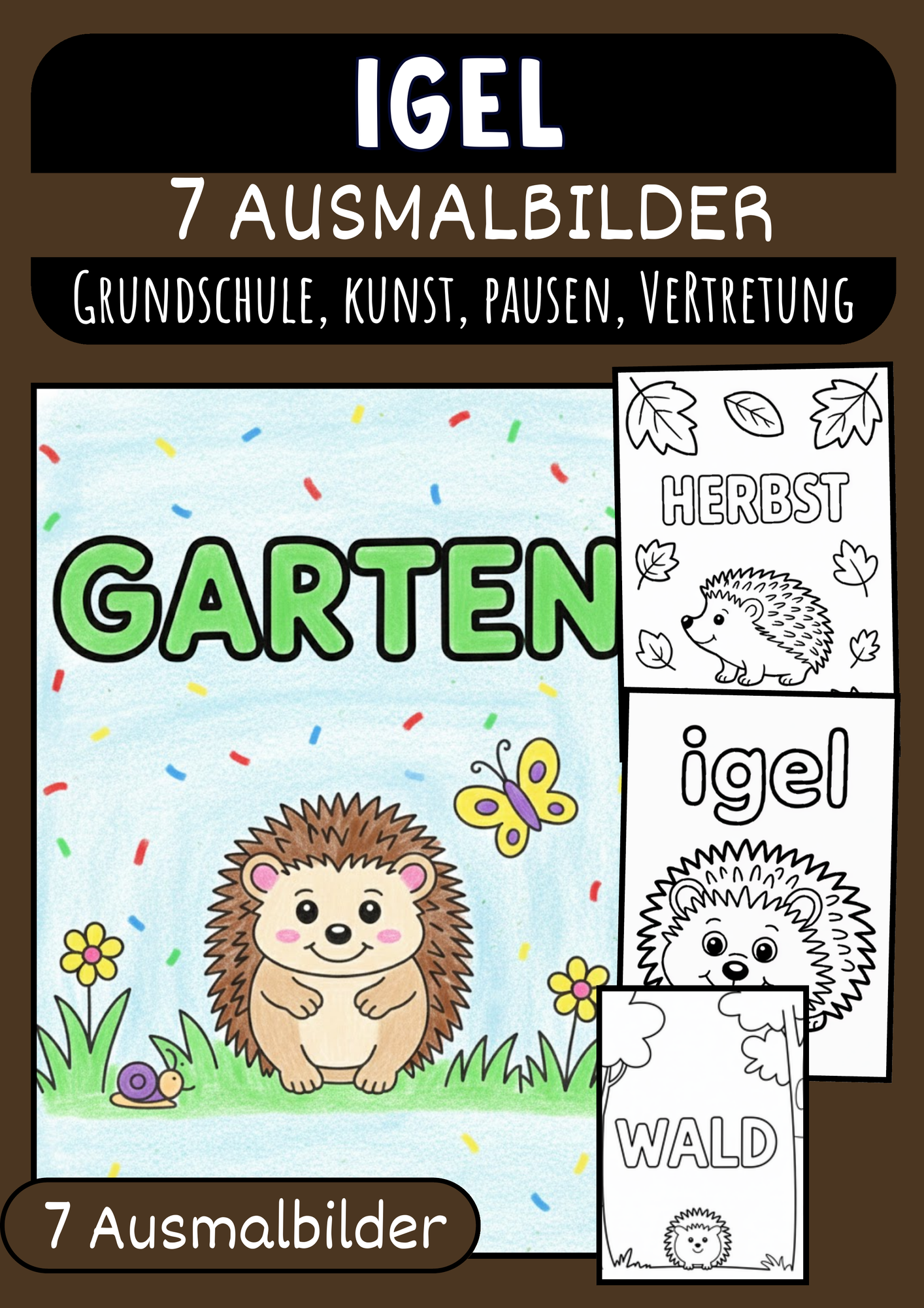 Igel Malvorlagen Ausmalbilder Poster kreative Igel Grundschule ...