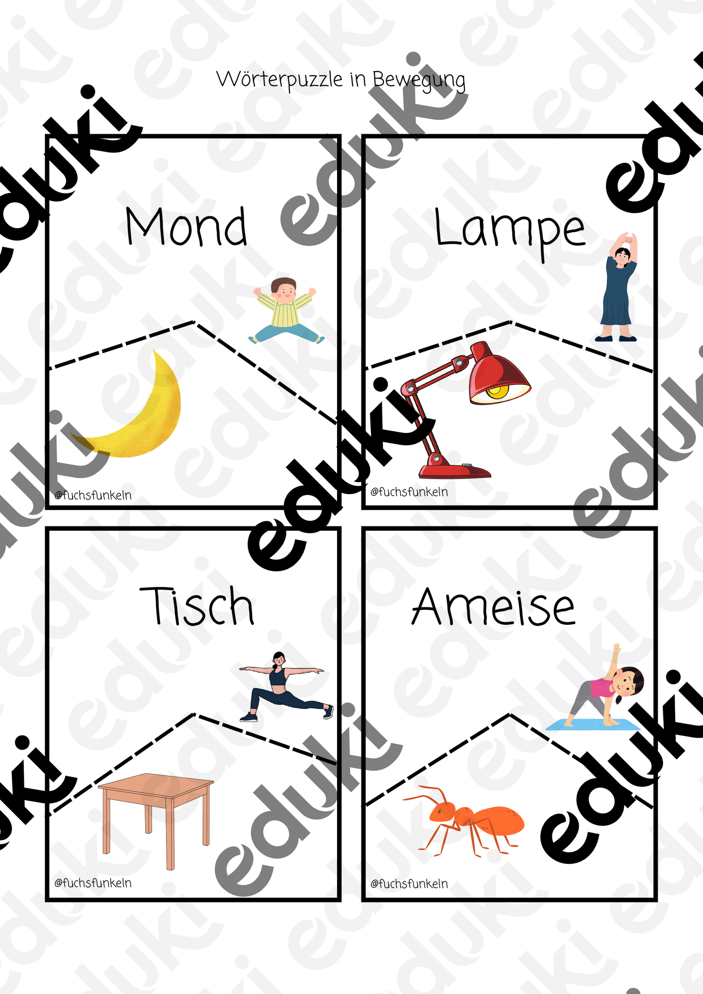 Wörterpuzzle in Bewegung Leseanfang/ Lesestart – Unterrichtsmaterial im