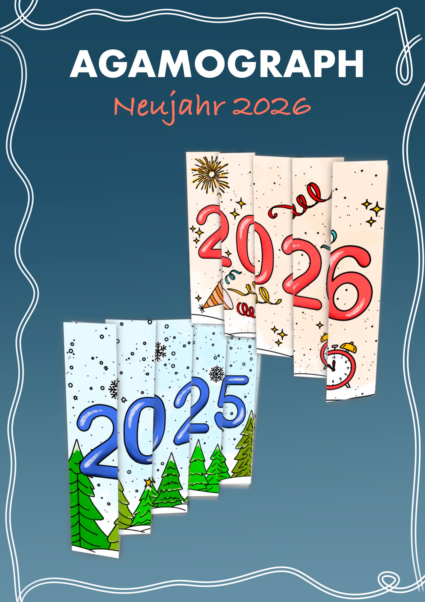 Agamograph / Zickzack-Bild / Faltbild Neujahr 2026 ...