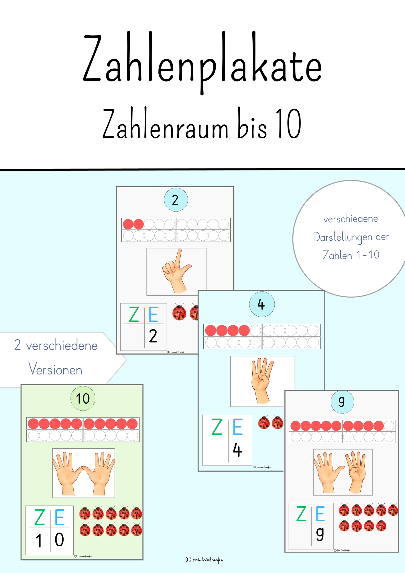 Zahlenplakate: Zahlenraum bis 10 – Unterrichtsmaterial im Fach Mathematik