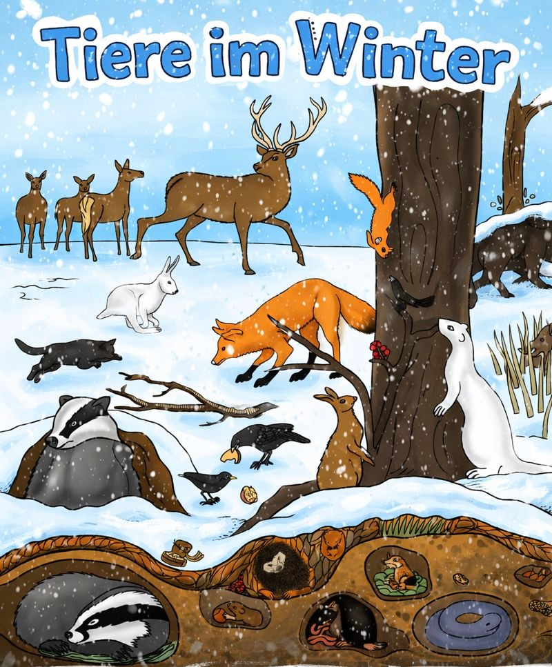Themenplakat Tiere im Winter – Unterrichtsmaterial im Fach Sachunterricht