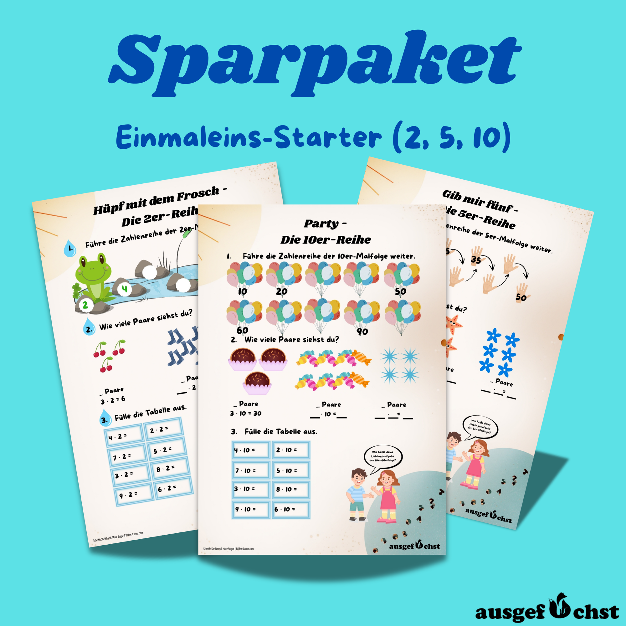 Sparpaket Malfolgen 2, 5, 10 – Unterrichtsmaterial im Fach Mathematik