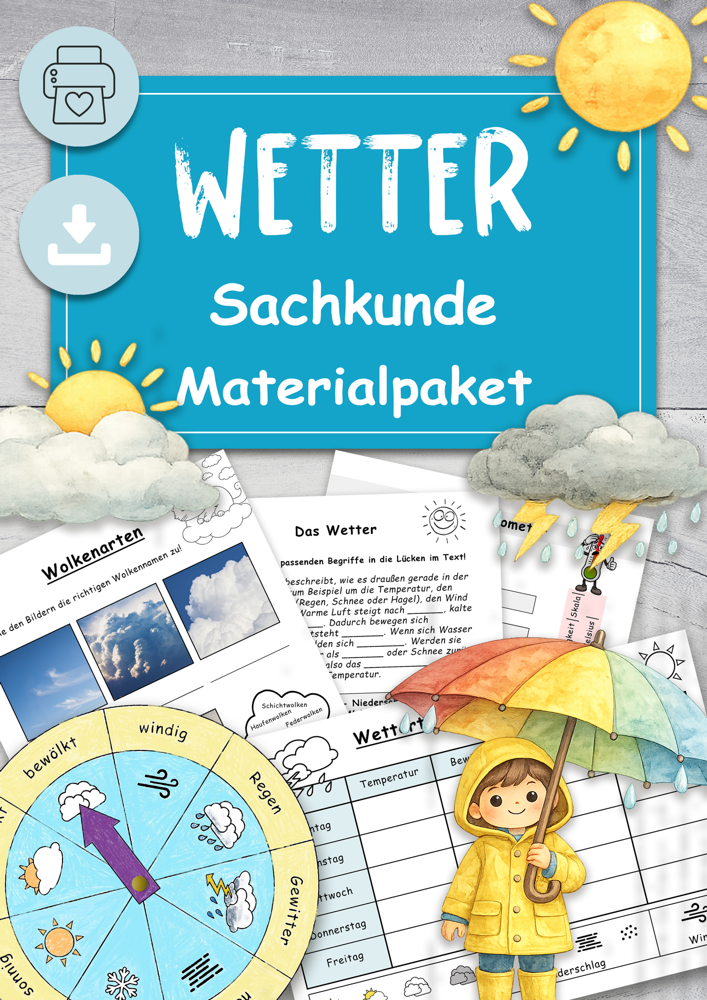 DAS WETTER Arbeitsblätter Grundschule Sachkunde – Unterrichtsmaterial