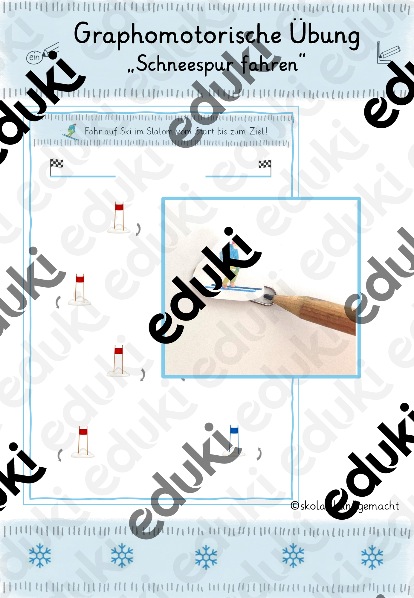 Graphomotorische Übung Schwungübung Winter Schnee – Unterrichtsmaterial