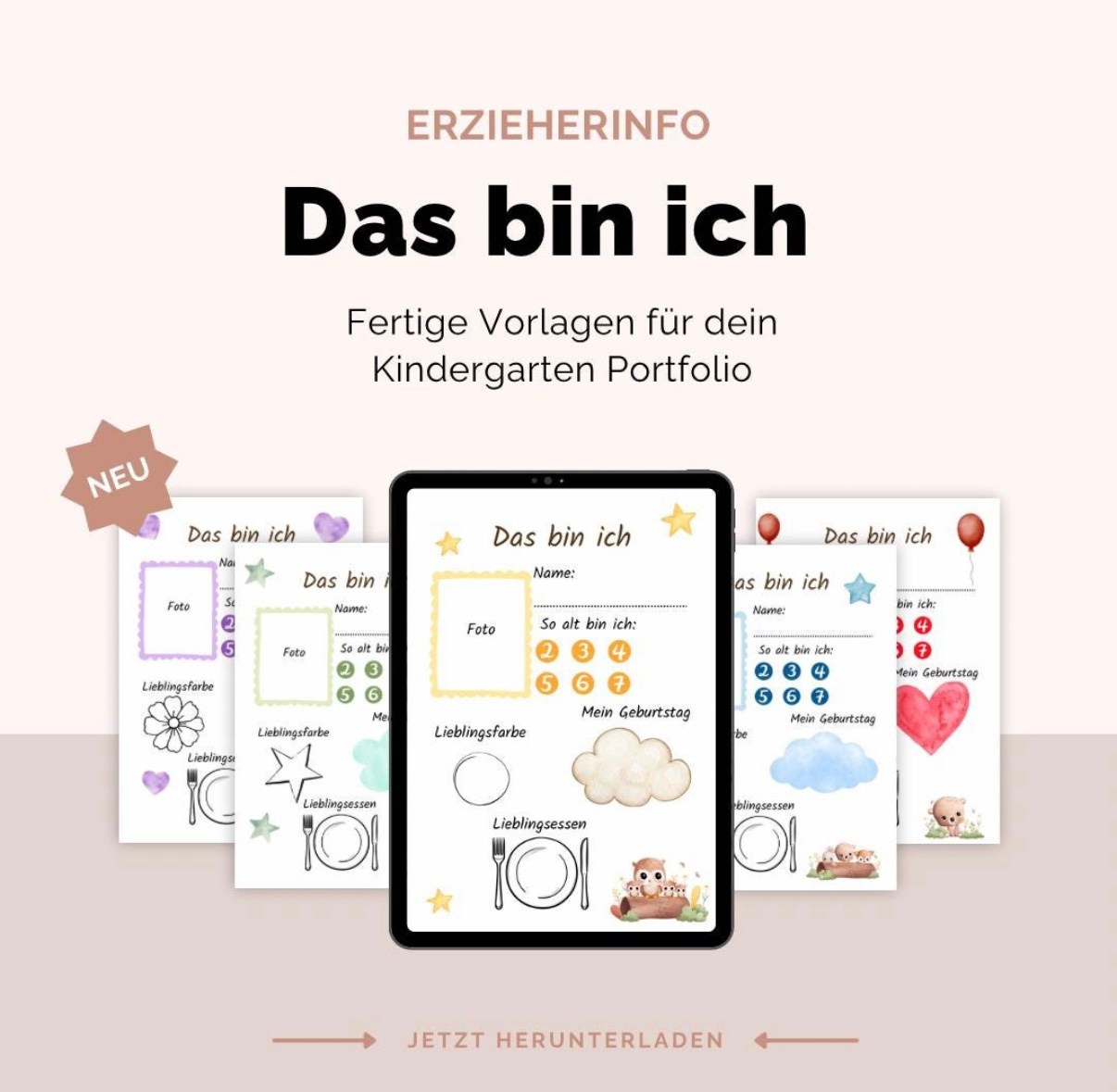 DAS BIN ICH Vorlage für Kinder con 2-7 Jahren – Unterrichtsmaterial im