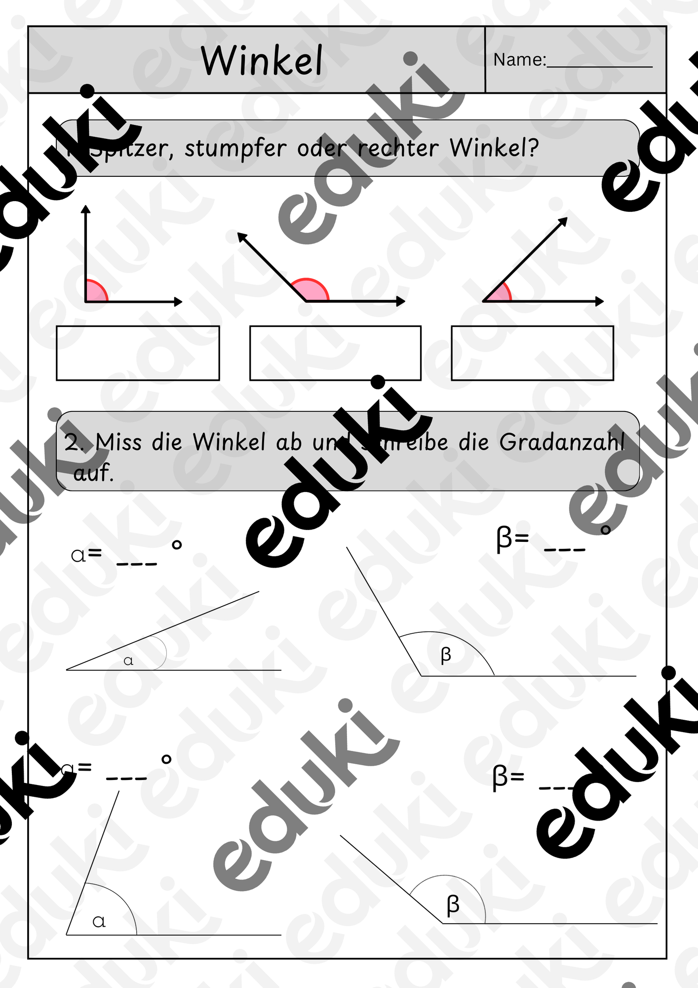 Winkelarten verstehen – messen, zeichnen, üben – Unterrichtsmaterial im