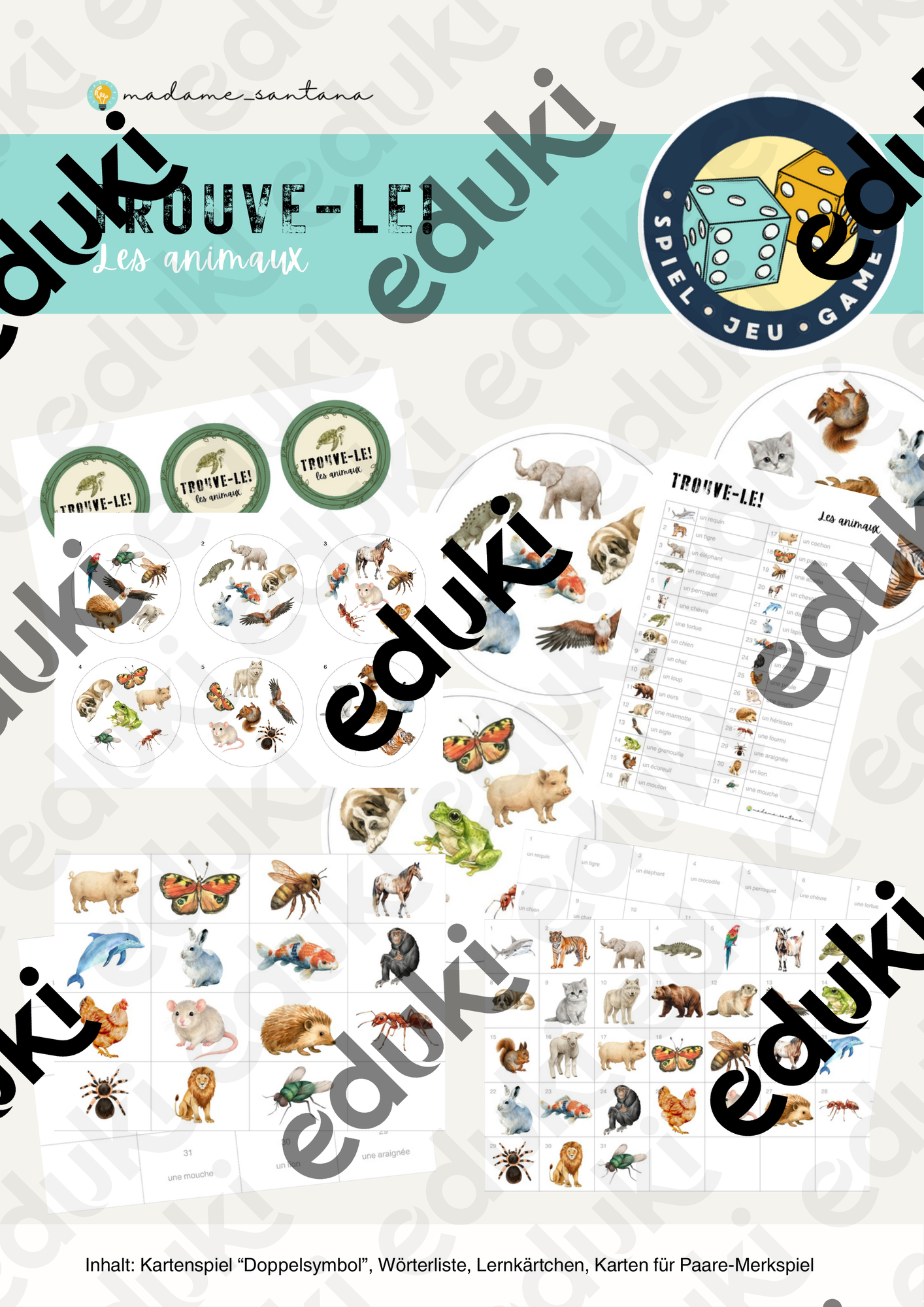spielzeug französisch Trouve-le: Les animaux (Wortschatz-Spiel, passend zu Dis donc! 8, unité