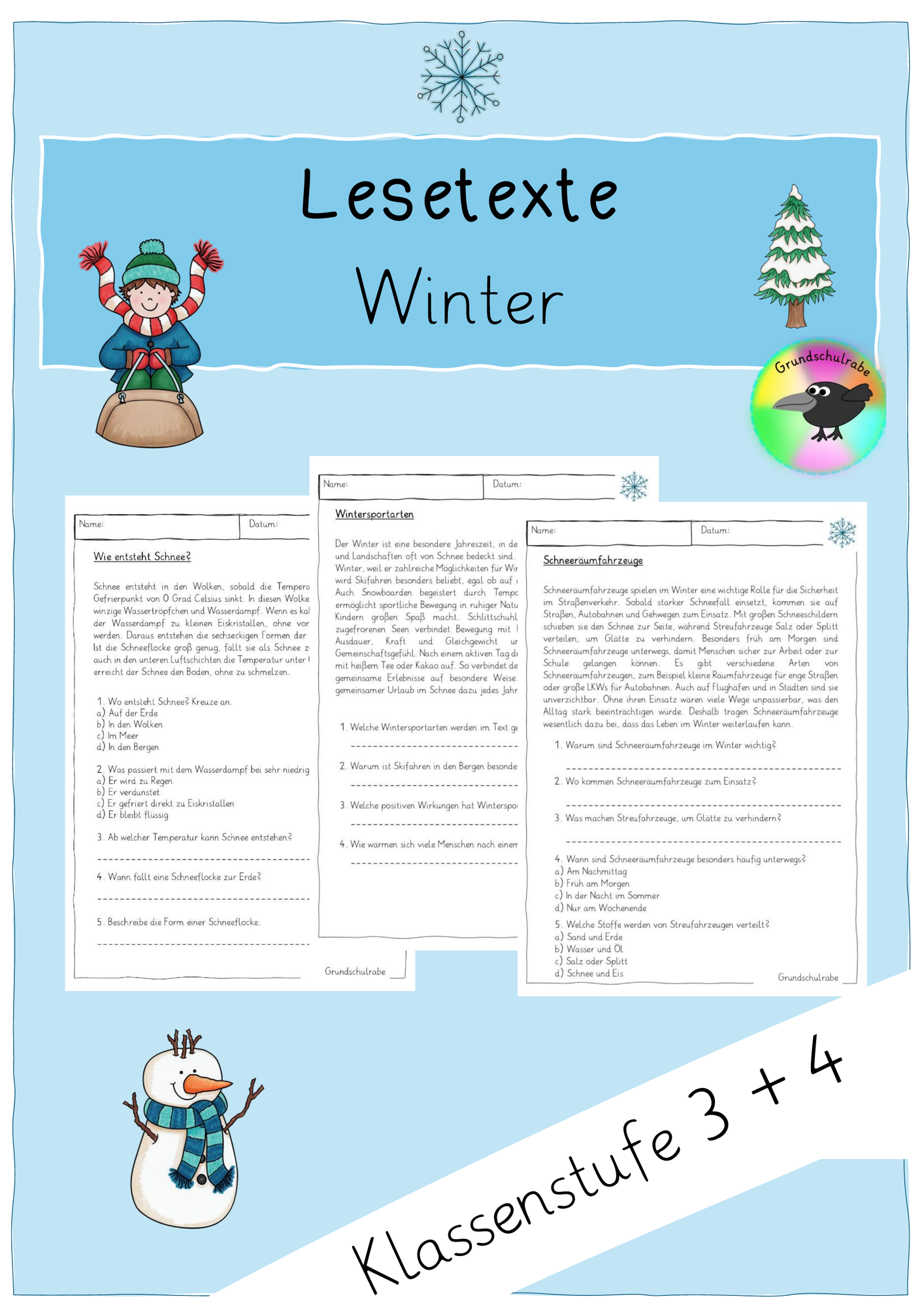 Lesetexte Winter – Unterrichtsmaterial im Fach Deutsch