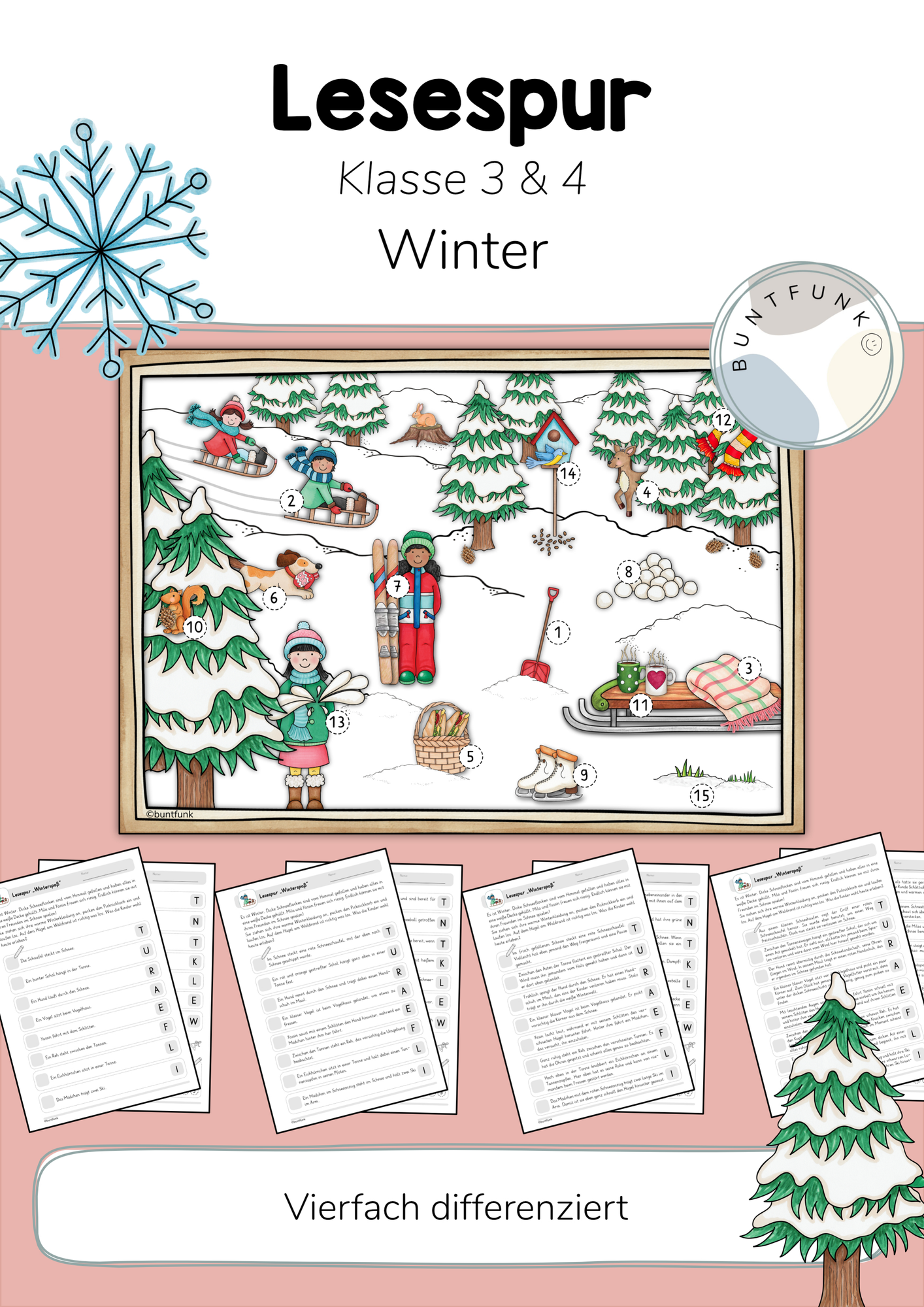 Lesespur Winter / Schnee (Klasse 3+4) – Unterrichtsmaterial in den