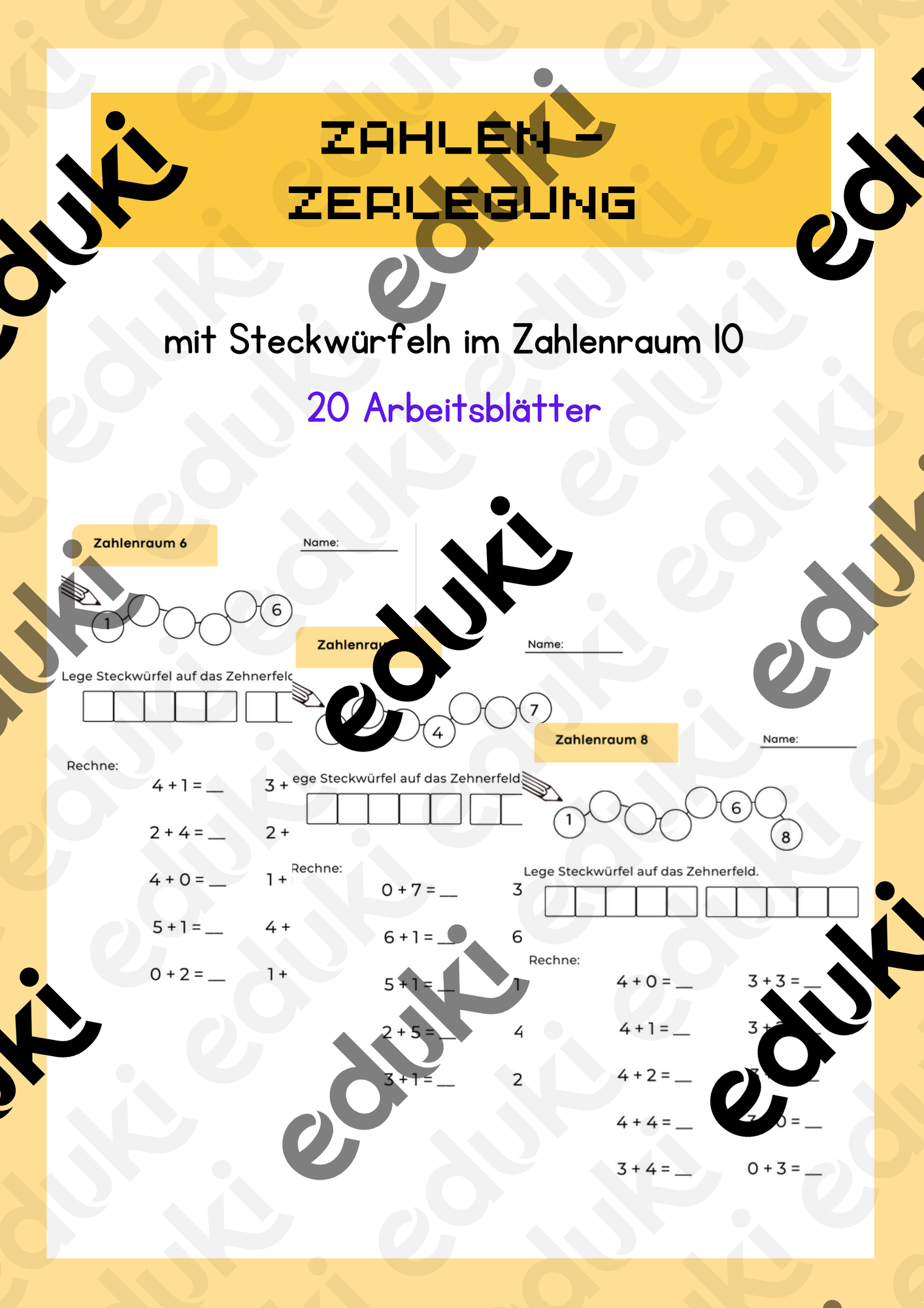 Zahlenzerlegung im Zahlenraum 10, Mathe Klasse 1 – Unterrichtsmaterial