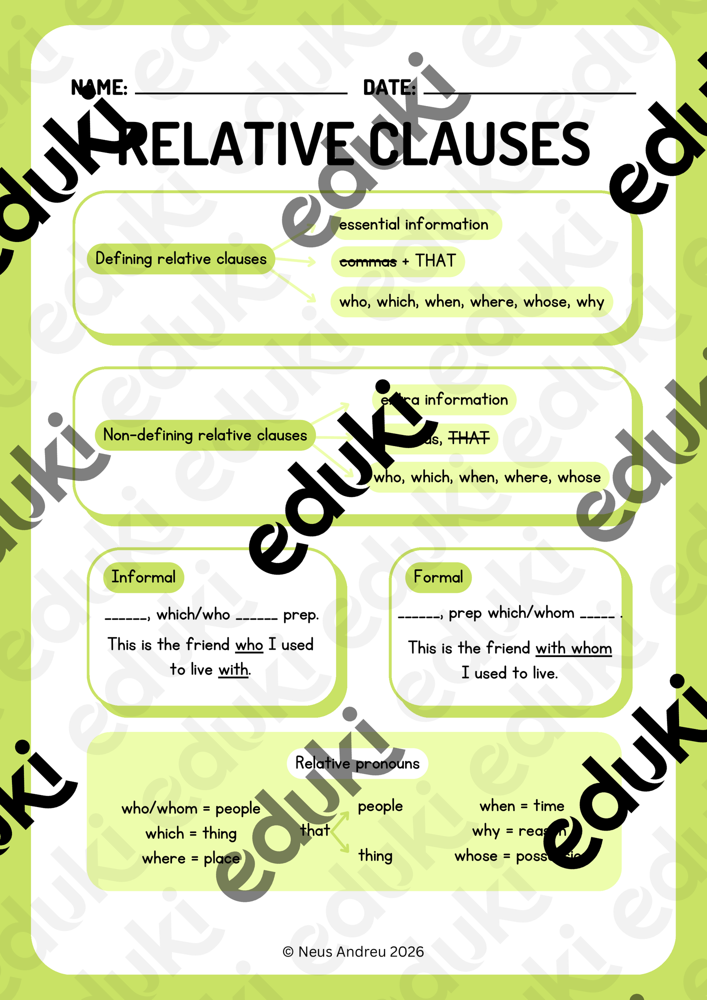 Relative Clauses (Bachillerato): Theory and Practice - material de la ...