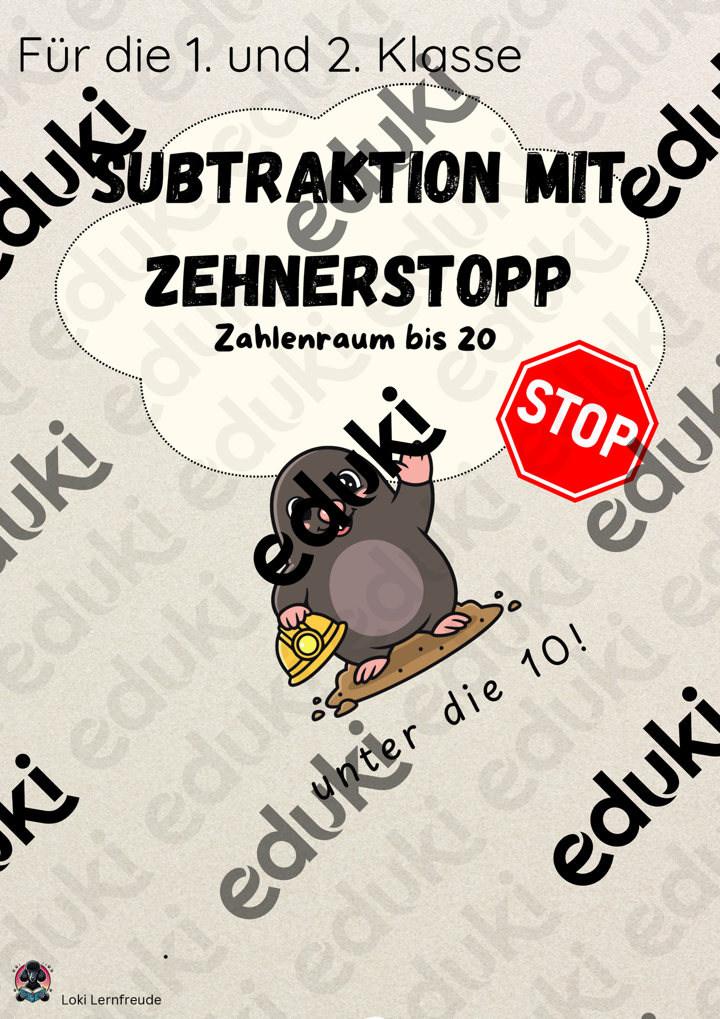 Subtraktion üben - Subtraktion mit Zehnerstopp im Zahlenraum bis 20