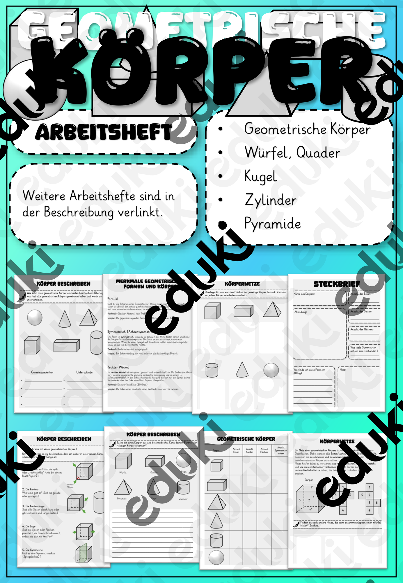 Arbeitsheft Geometrische Körper – Unterrichtsmaterial im Fach Mathematik