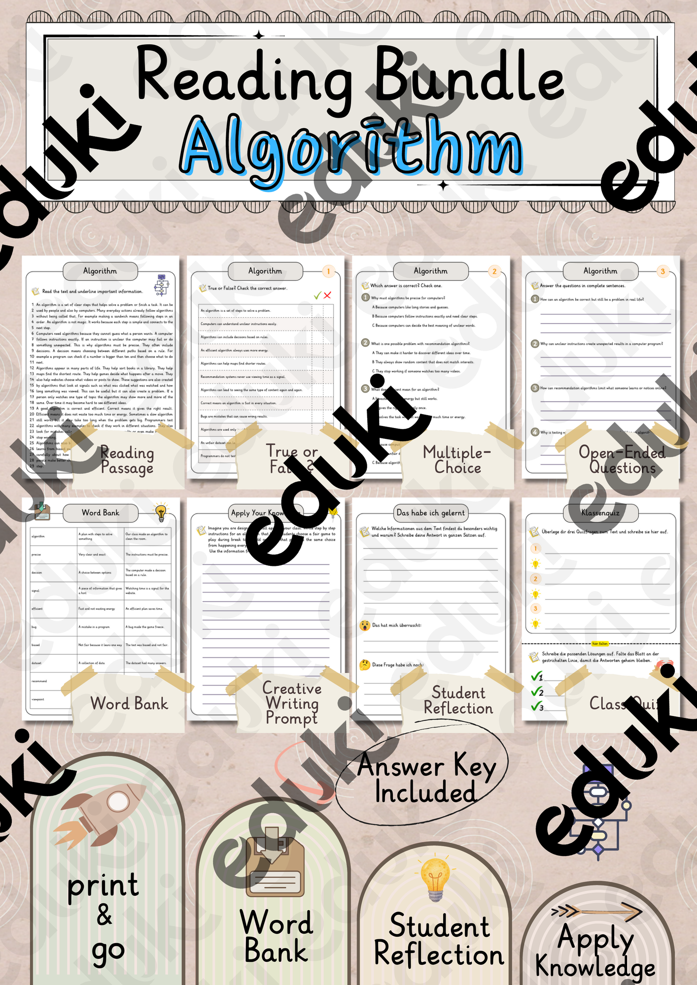Algorithm Premium Reading Comprehension Activities Bundle ...