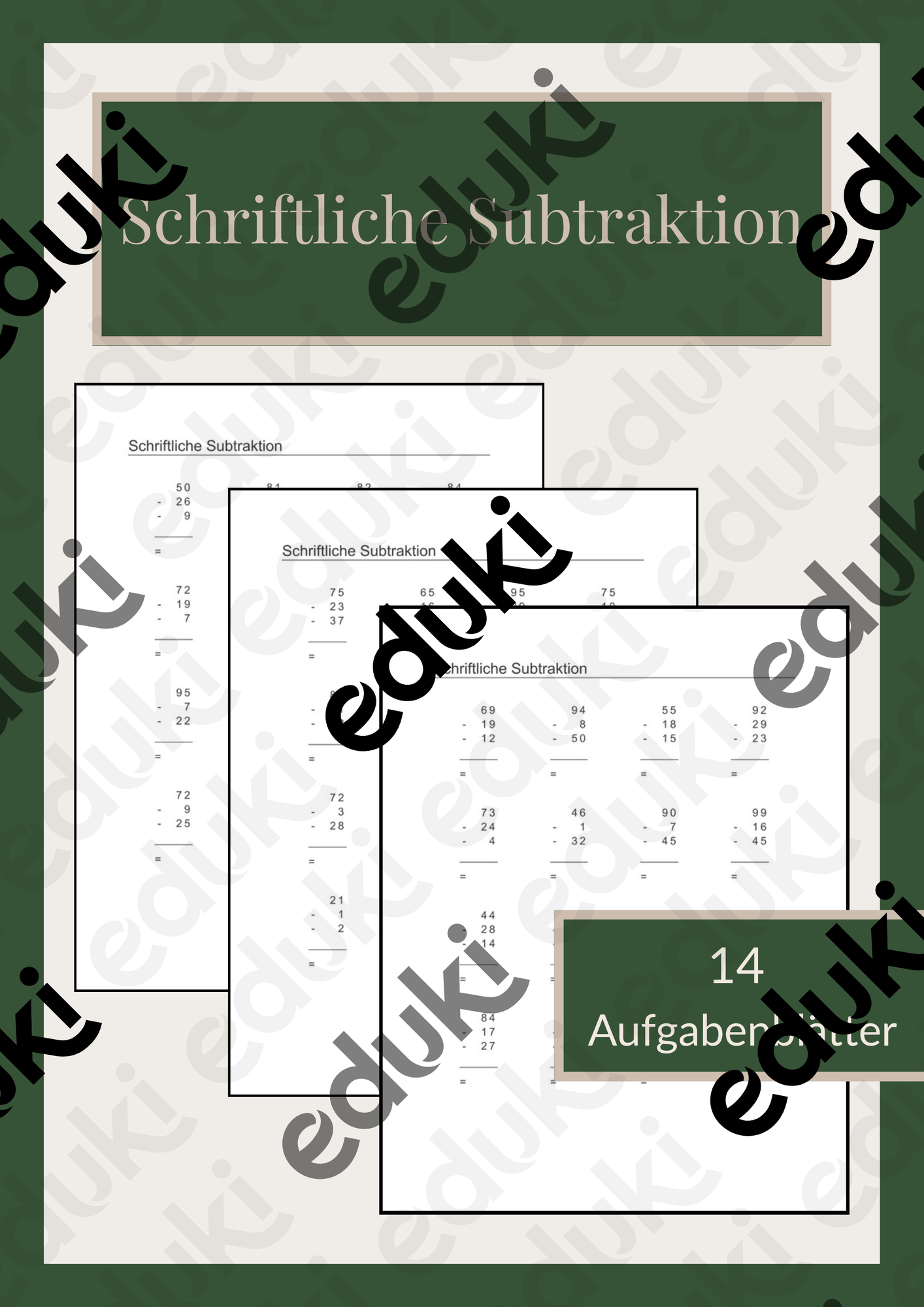 Schriftliche Subtraktion 3 Reihen ZR 100 – Unterrichtsmaterial im Fach
