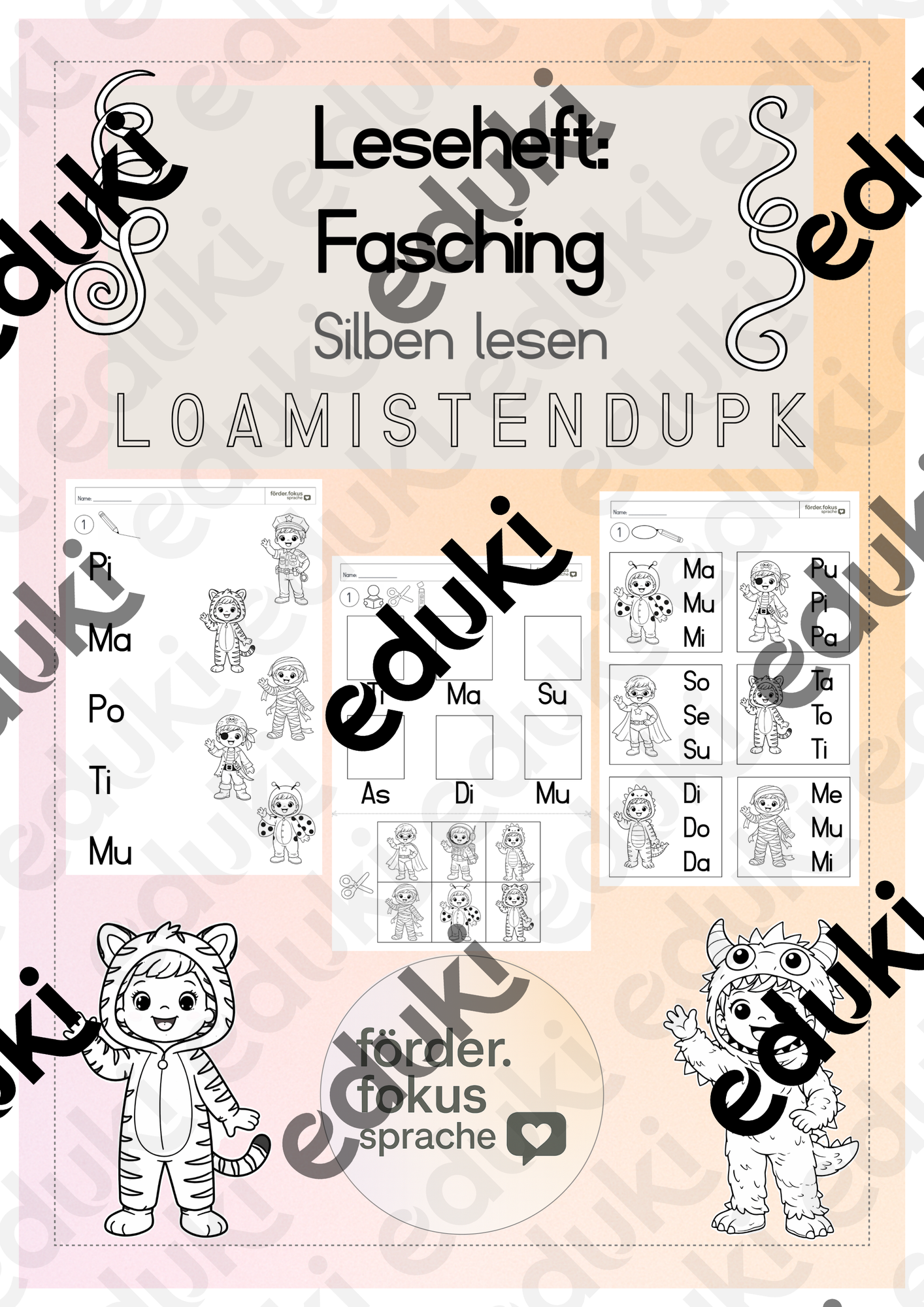 Leseheft Fasching - Silben lesen im Anfangsunterricht