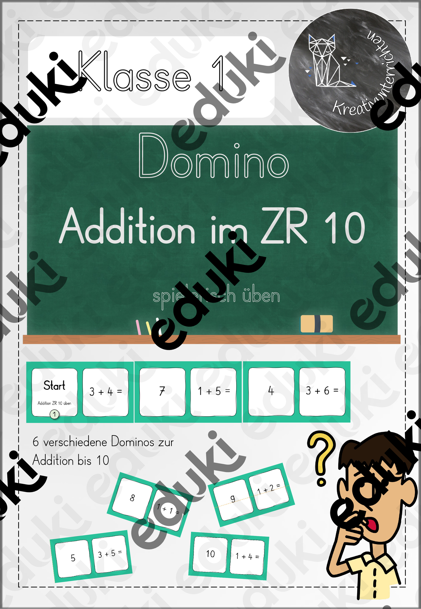 Addition im Zahlenraum 10 üben: Domino – Unterrichtsmaterial im Fach