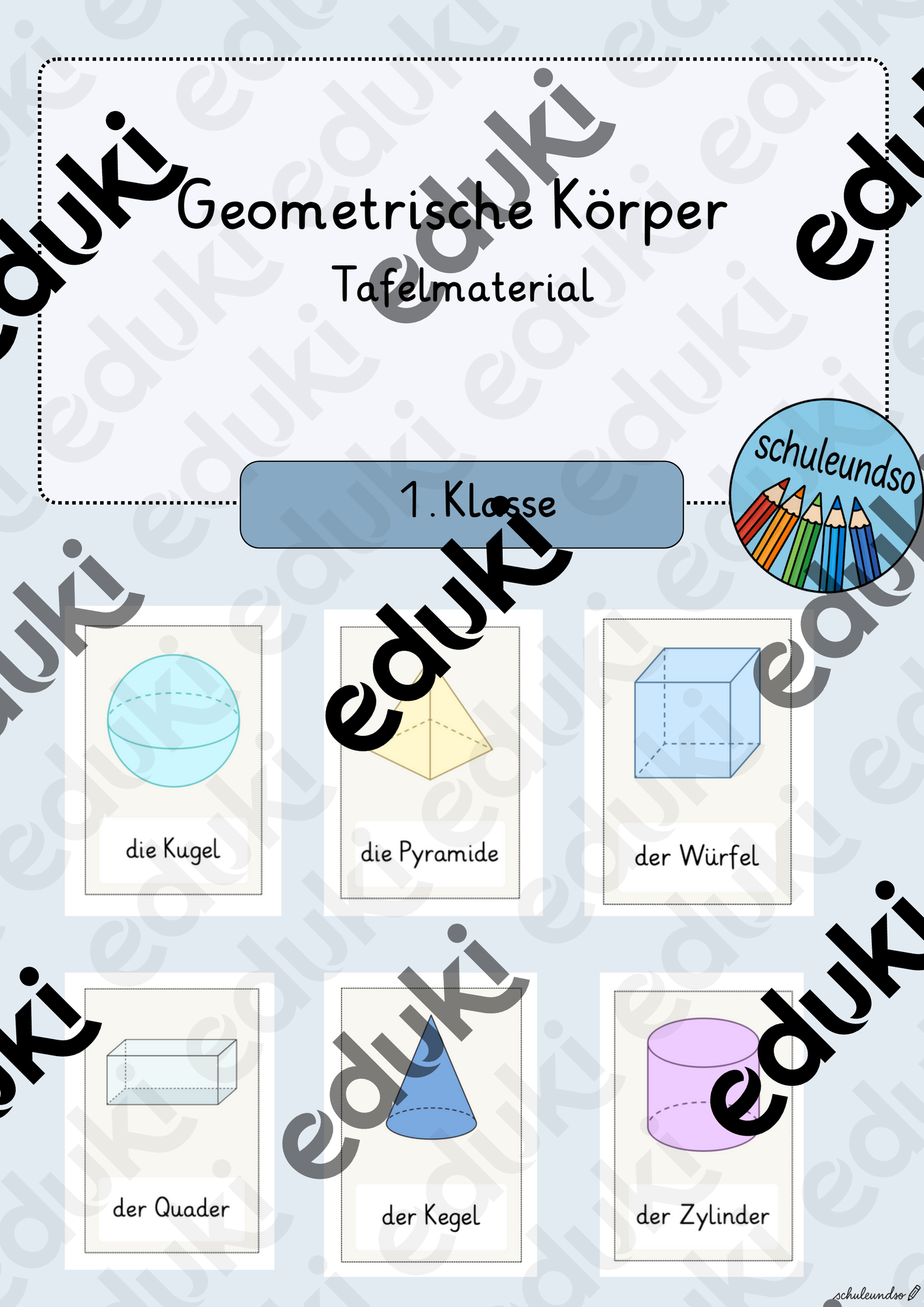 Geometrische Körper Tafelmaterial – Unterrichtsmaterial im Fach Mathematik