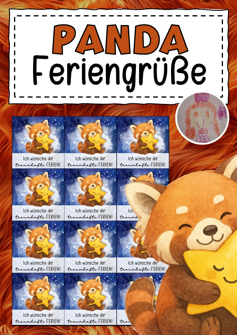 Feriengrüße mit Sternen für die Roter-Panda-Klasse ...