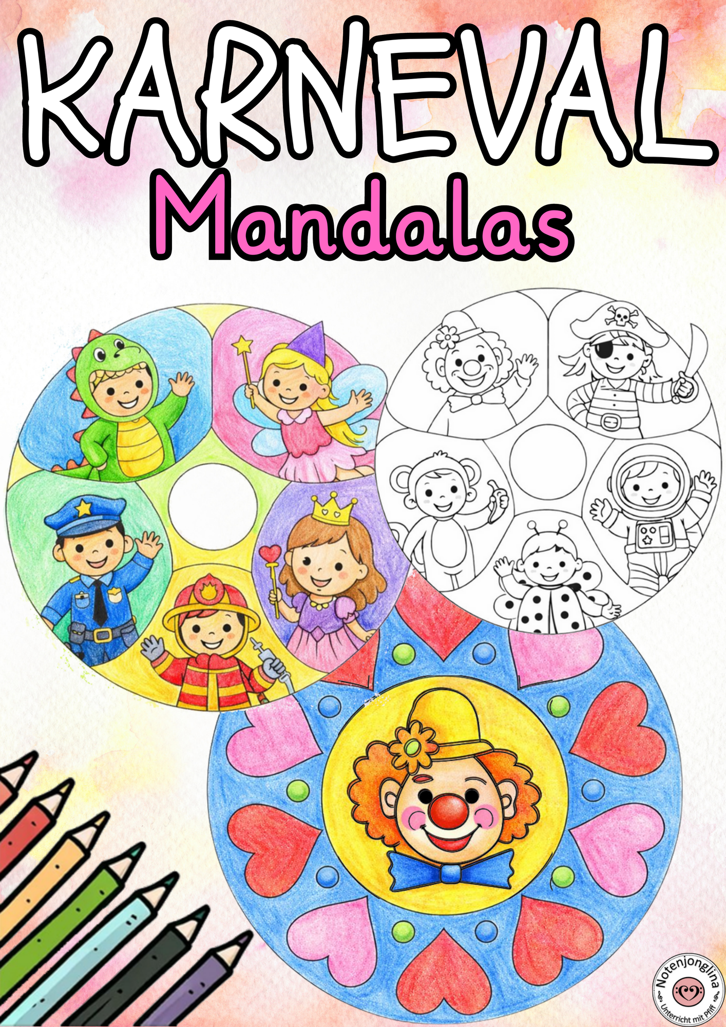 Karneval Ausmalbilder Mandalas Karneval Fasching – Unterrichtsmaterial