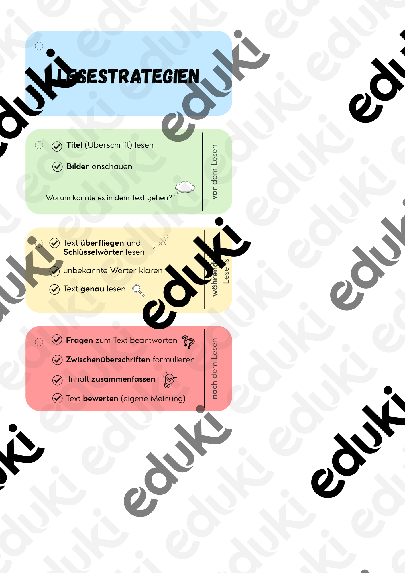 Lesestrategie-Fächer – Unterrichtsmaterial im Fach Deutsch
