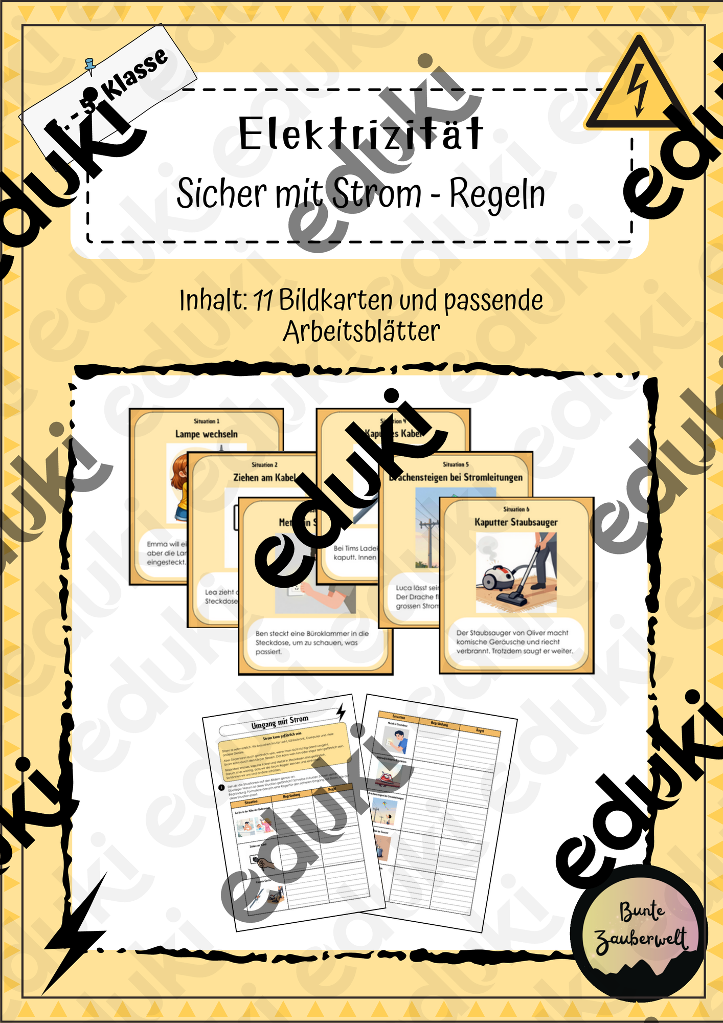 Sicherer Umgang mit Strom - Bildkarten und Arbeitsblätter (3. - 5