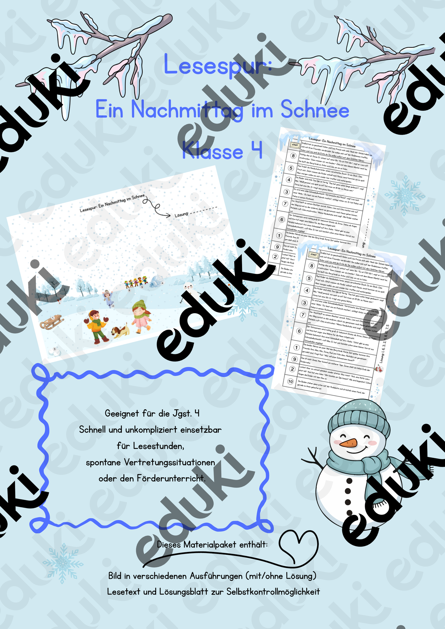 Lesespur Ein Nachmittag im Schnee Klasse 4 – Unterrichtsmaterial im