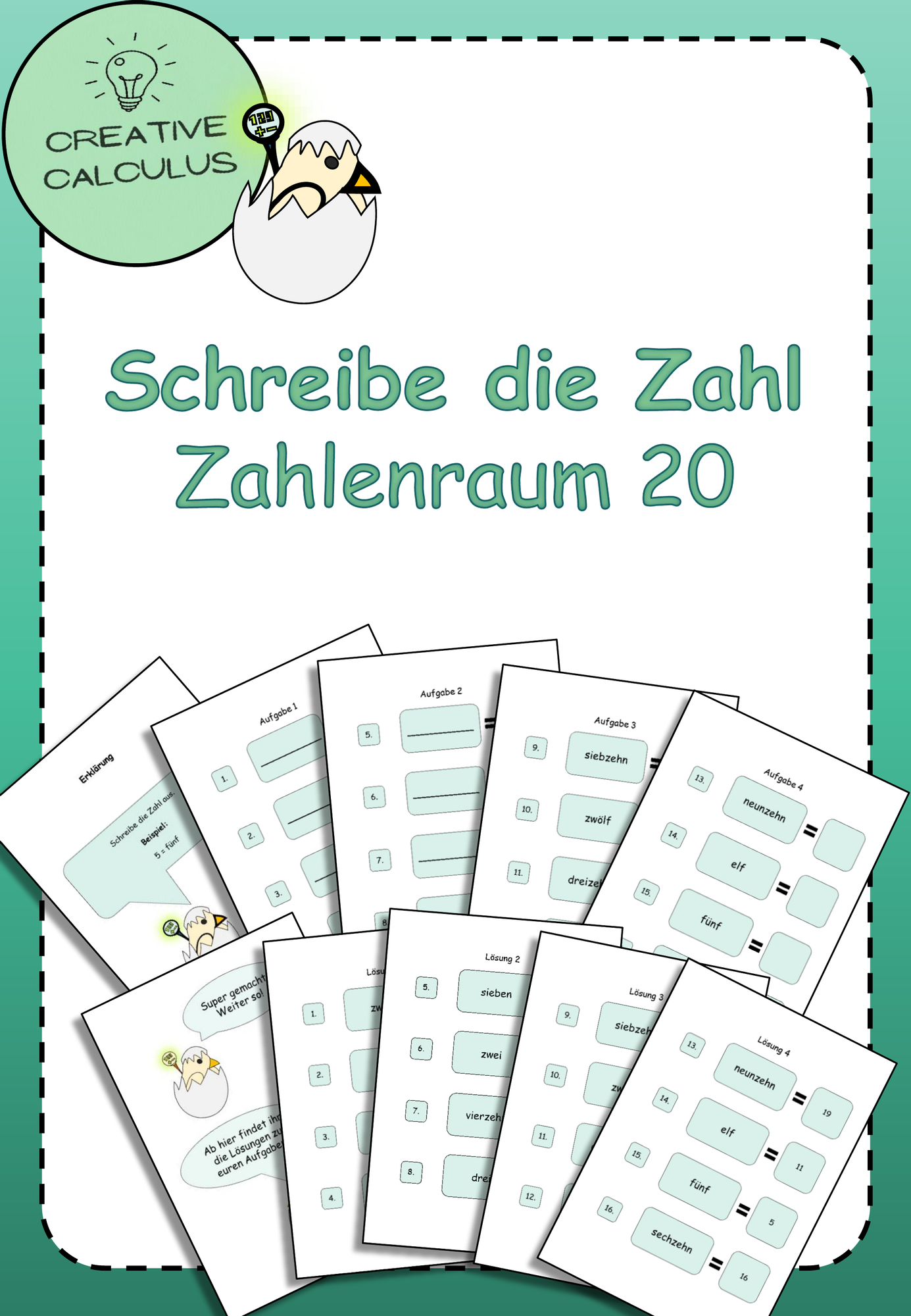 Schreibe die Zahl Zahlenraum: 20 – Unterrichtsmaterial im Fach Mathematik