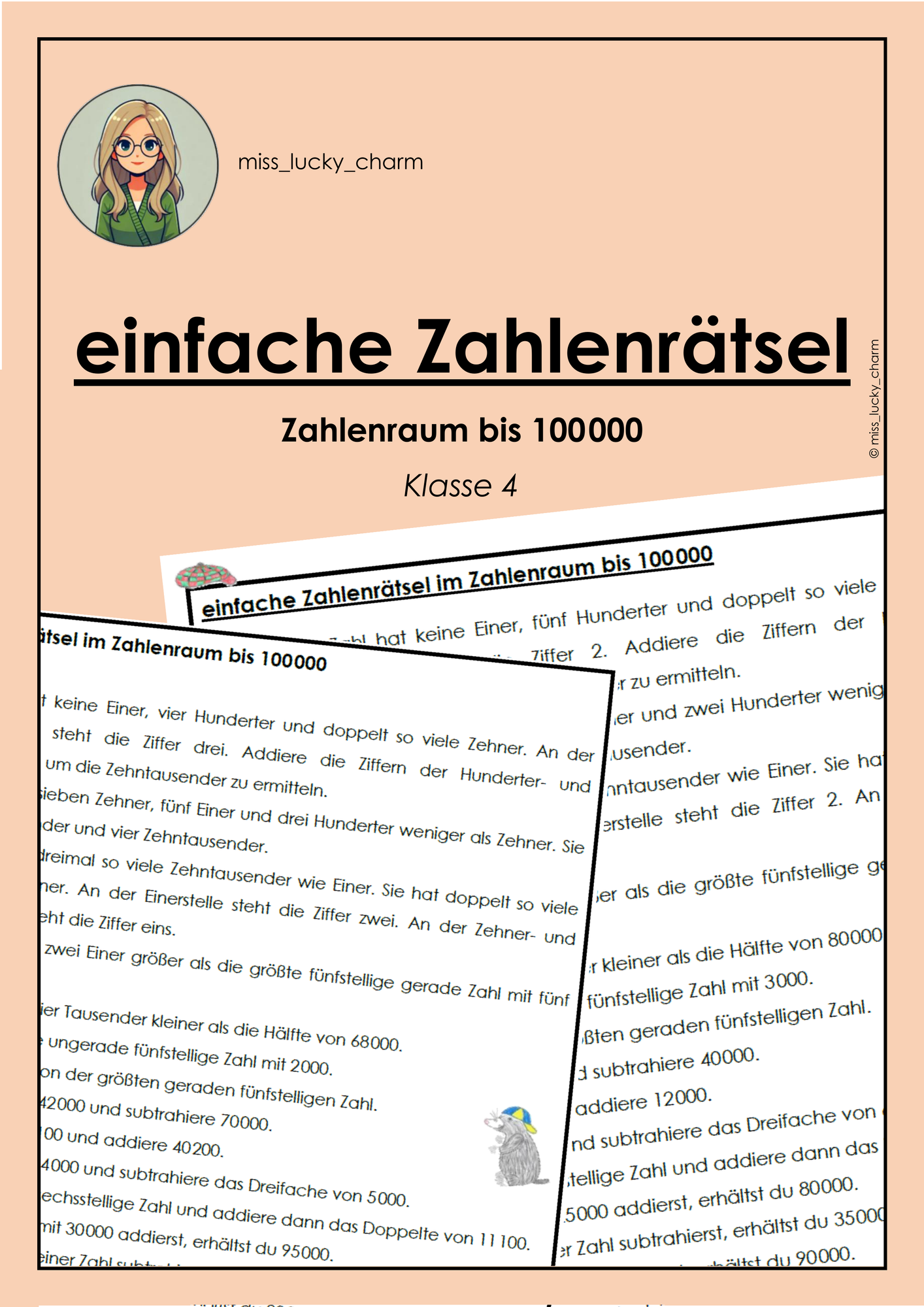 Zahlenrätsel im Zahlenraum bis 100000 – Unterrichtsmaterial im Fach