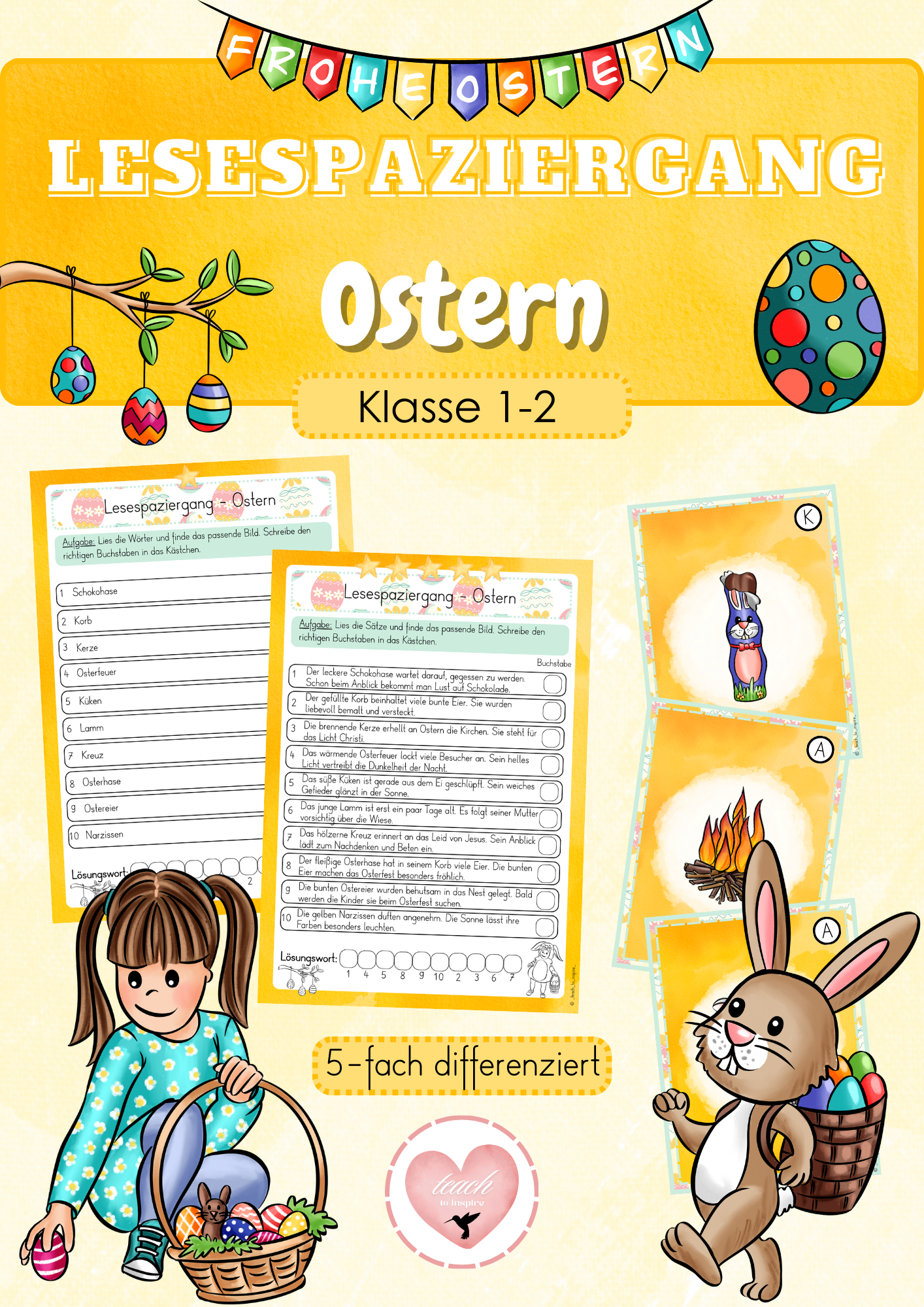 Lesespaziergang - Ostern (Klasse 1-2) – Unterrichtsmaterial in den