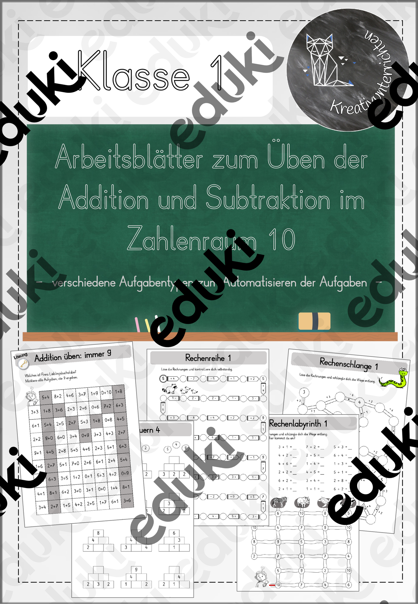 Übungen zur Addition und Subtraktion bis 10 – Unterrichtsmaterial im