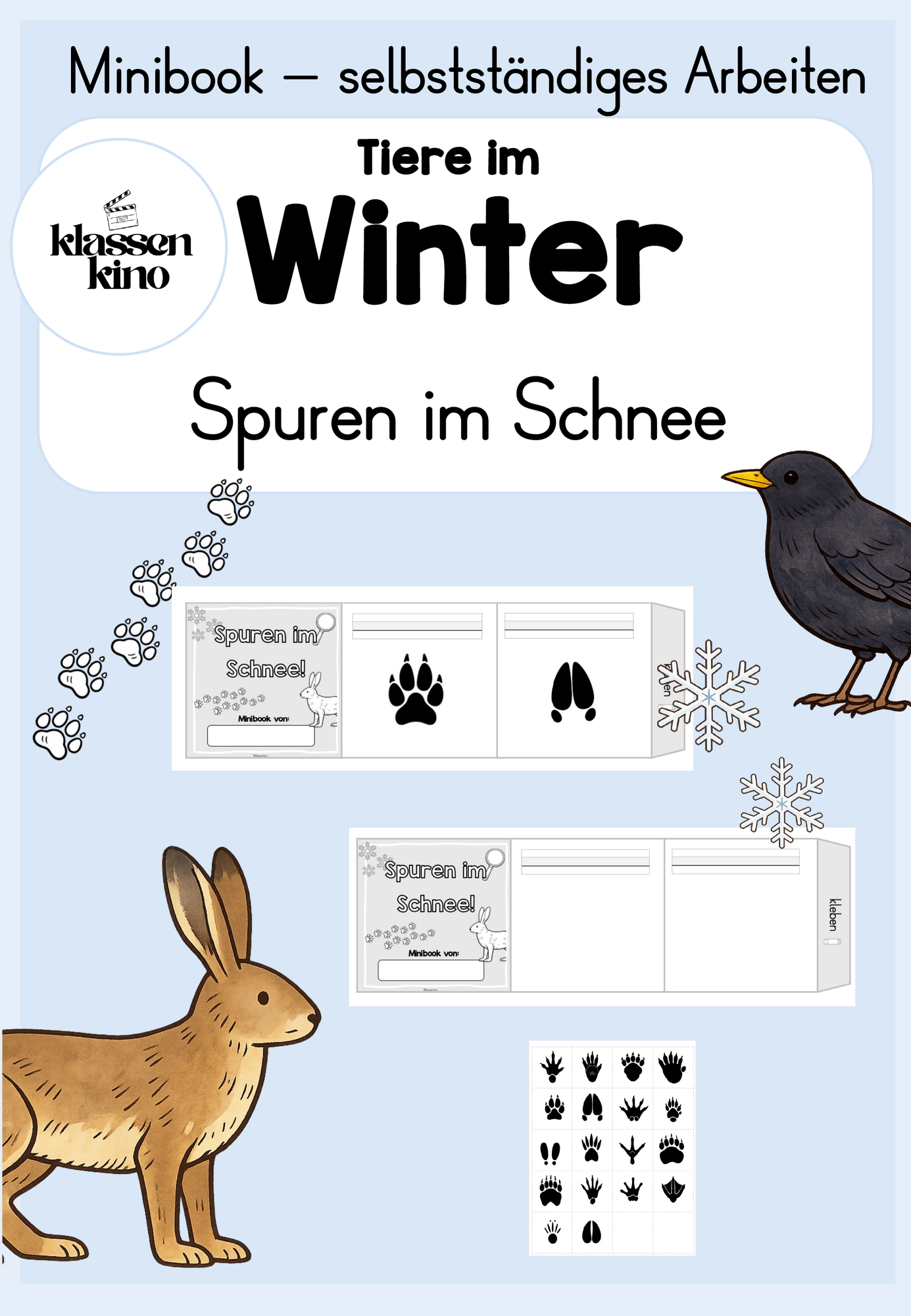 TIERE IM WINTER: Spuren im Schnee - Minibook/Leporello