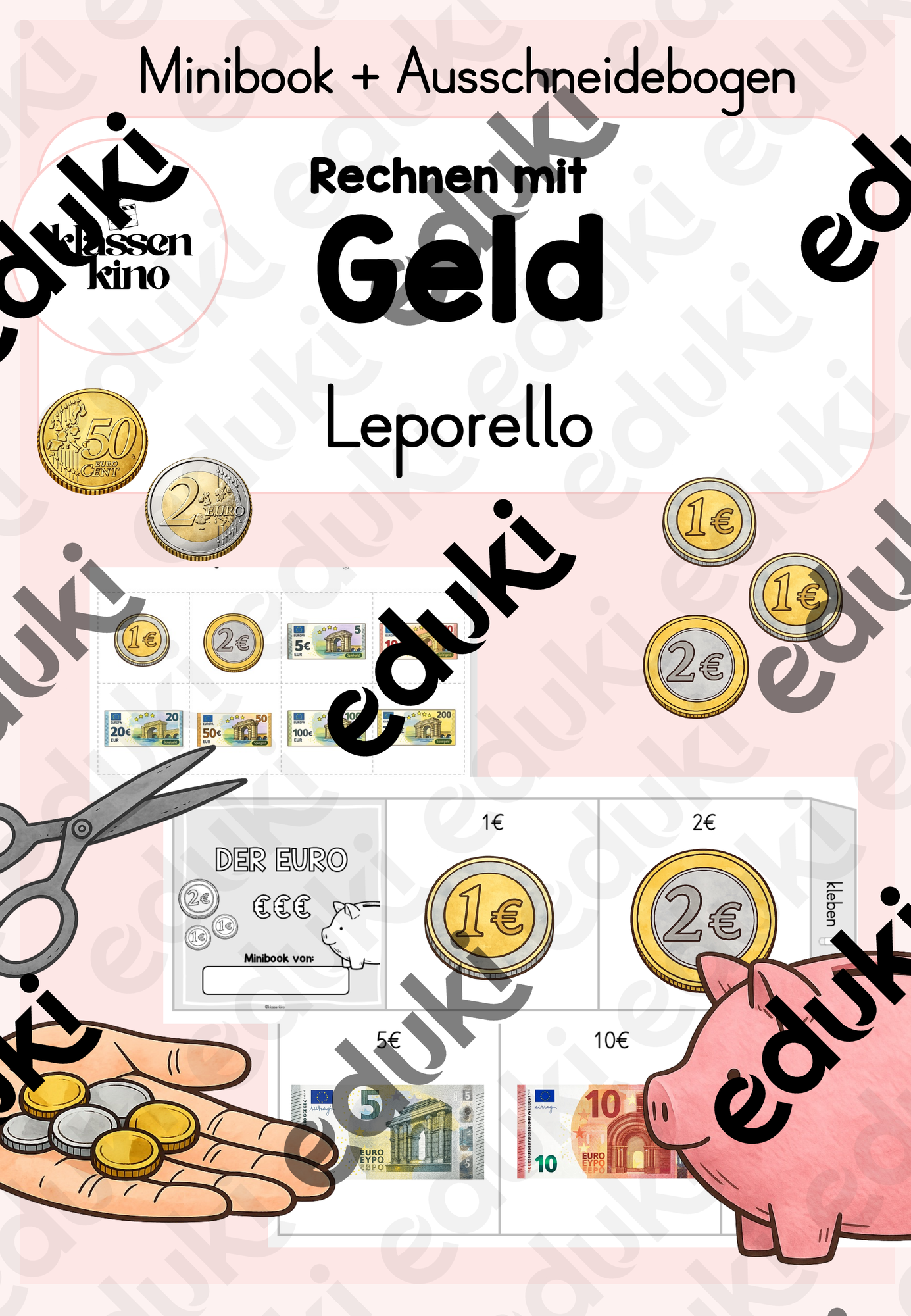 RECHNEN MIT GELD: Leporello - Scheine und Münzen – Unterrichtsmaterial