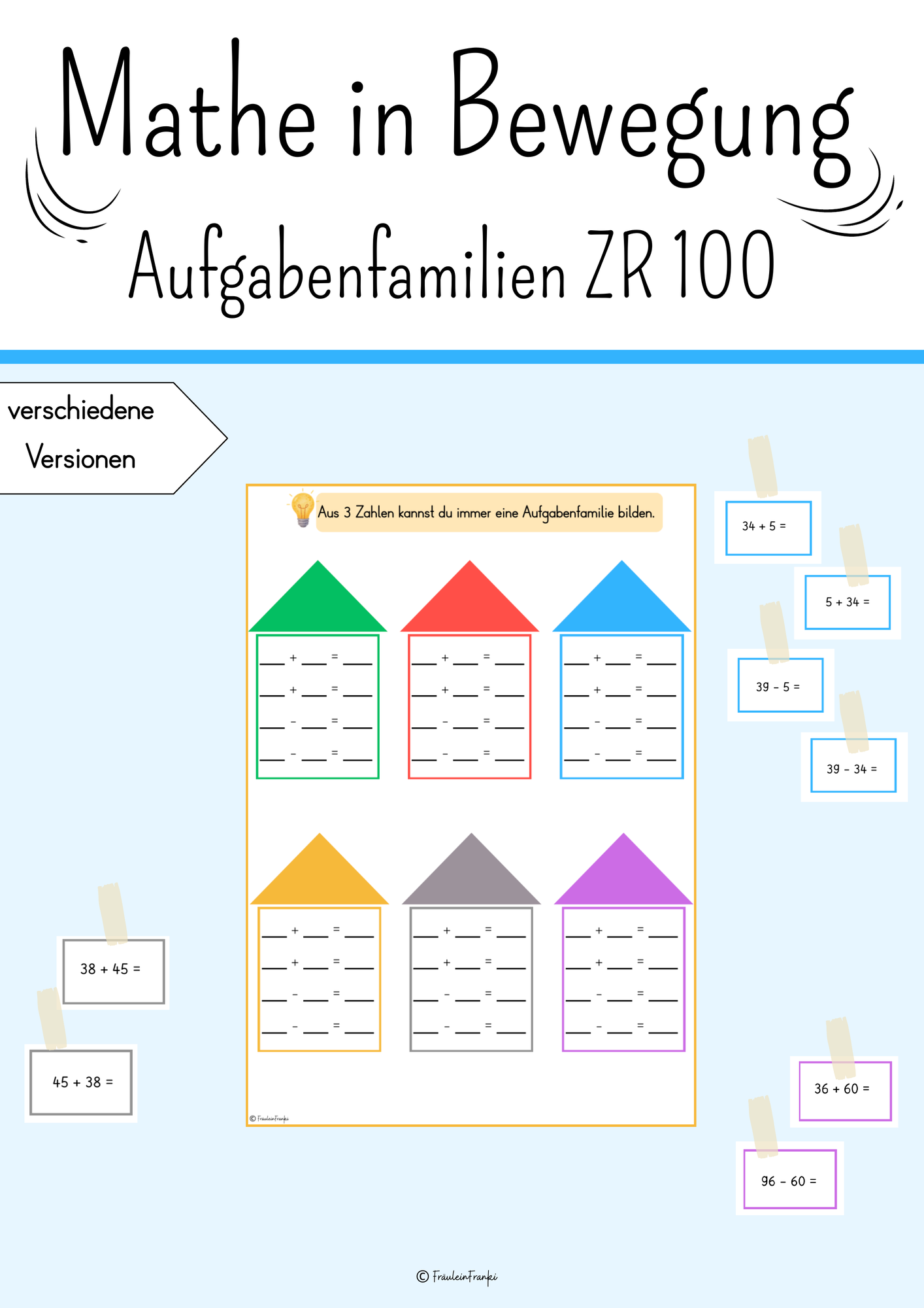 Aufgabenfamilien ZR 100: Mathe in Bewegung – Unterrichtsmaterial im