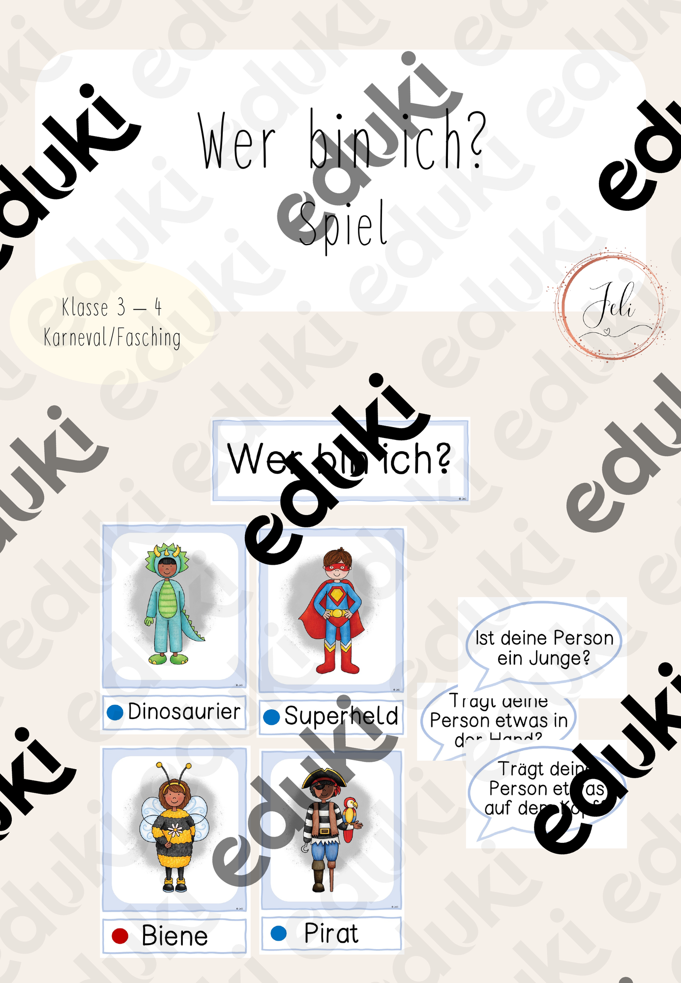 Spiel: Wer bin ich? – Unterrichtsmaterial im Fach Deutsch
