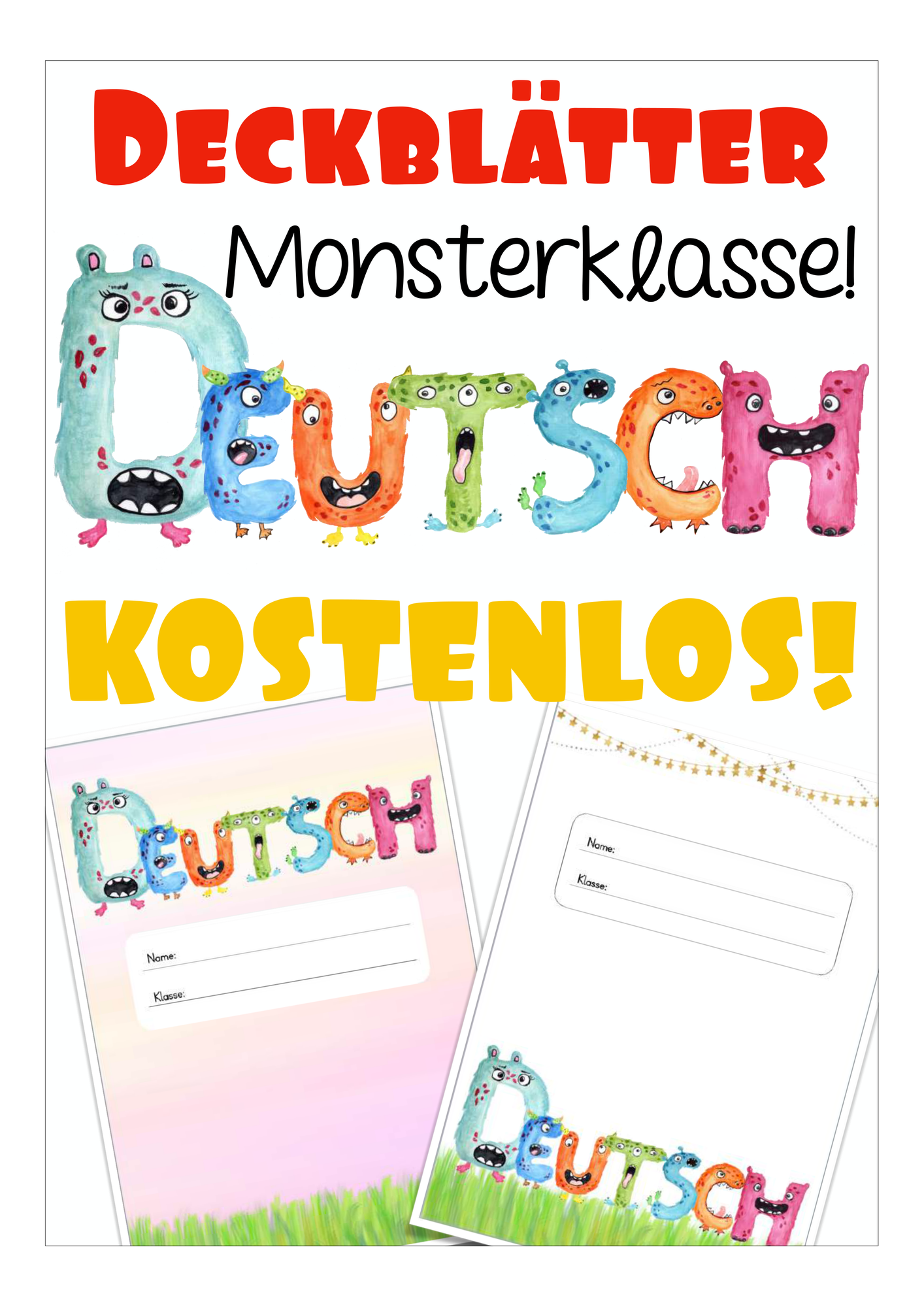 Deckblatt Deutsch - kostenlos – Unterrichtsmaterial im Fach Deutsch