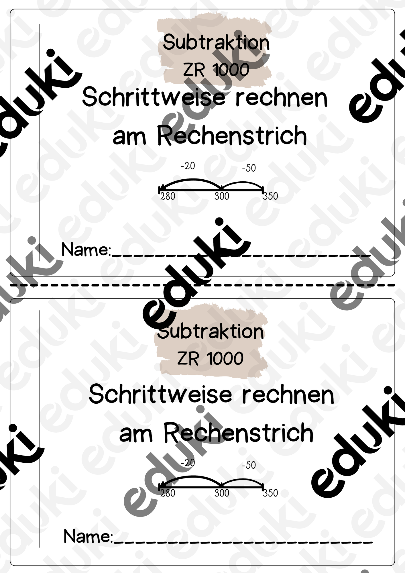 Miniheft Subtraktion - Rechnen am Rechenstrich ZR 1000