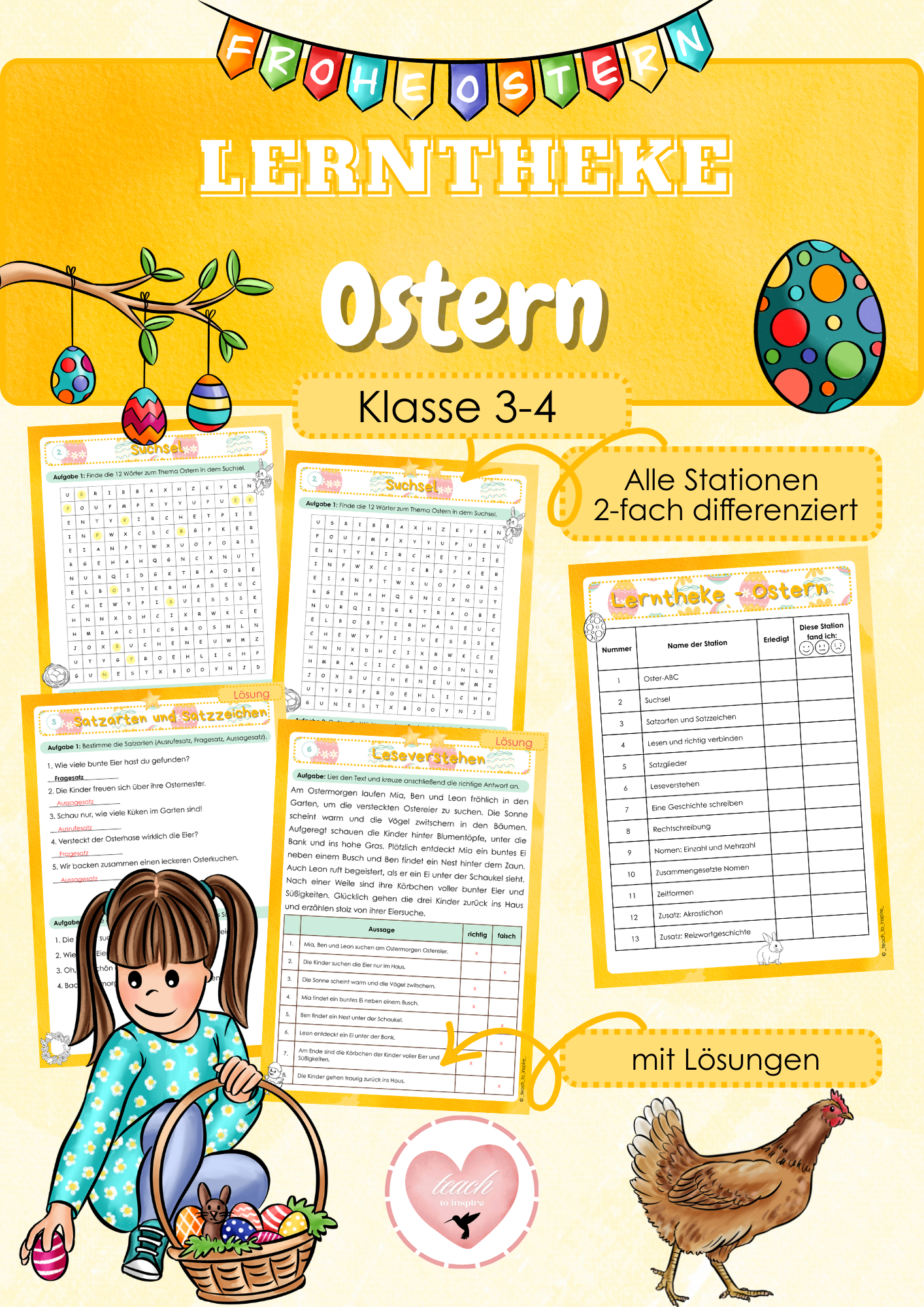 Lerntheke - Ostern (Klasse 3-4) – Unterrichtsmaterial in den Fächern