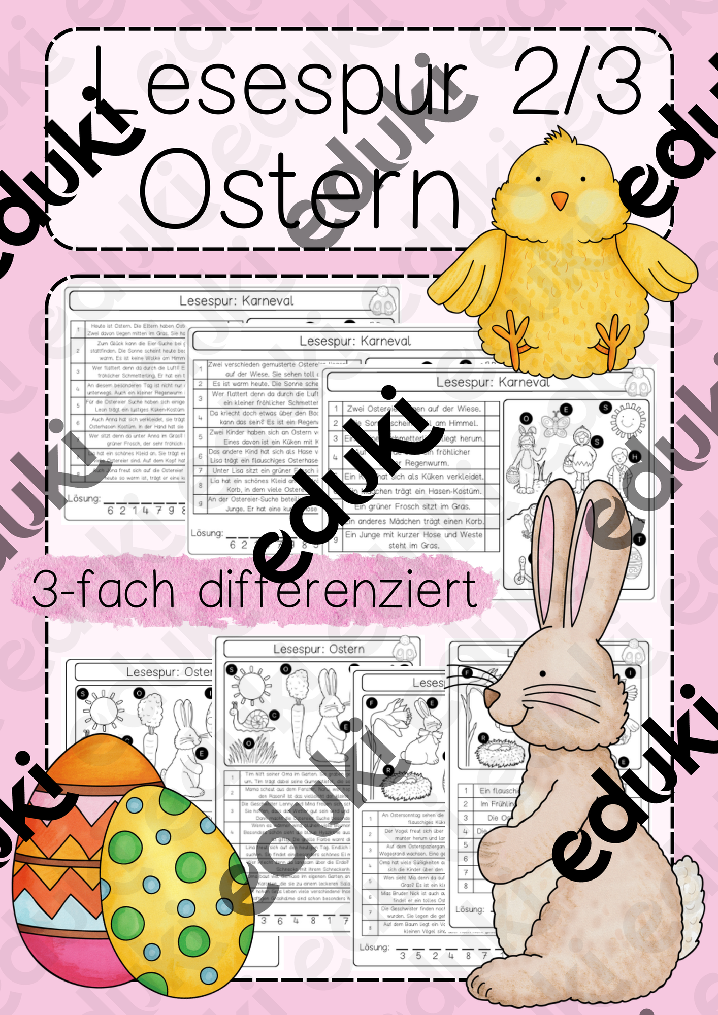 Deutsch Ostern Lesespur Klasse 2 & 3 lesen im Frühling