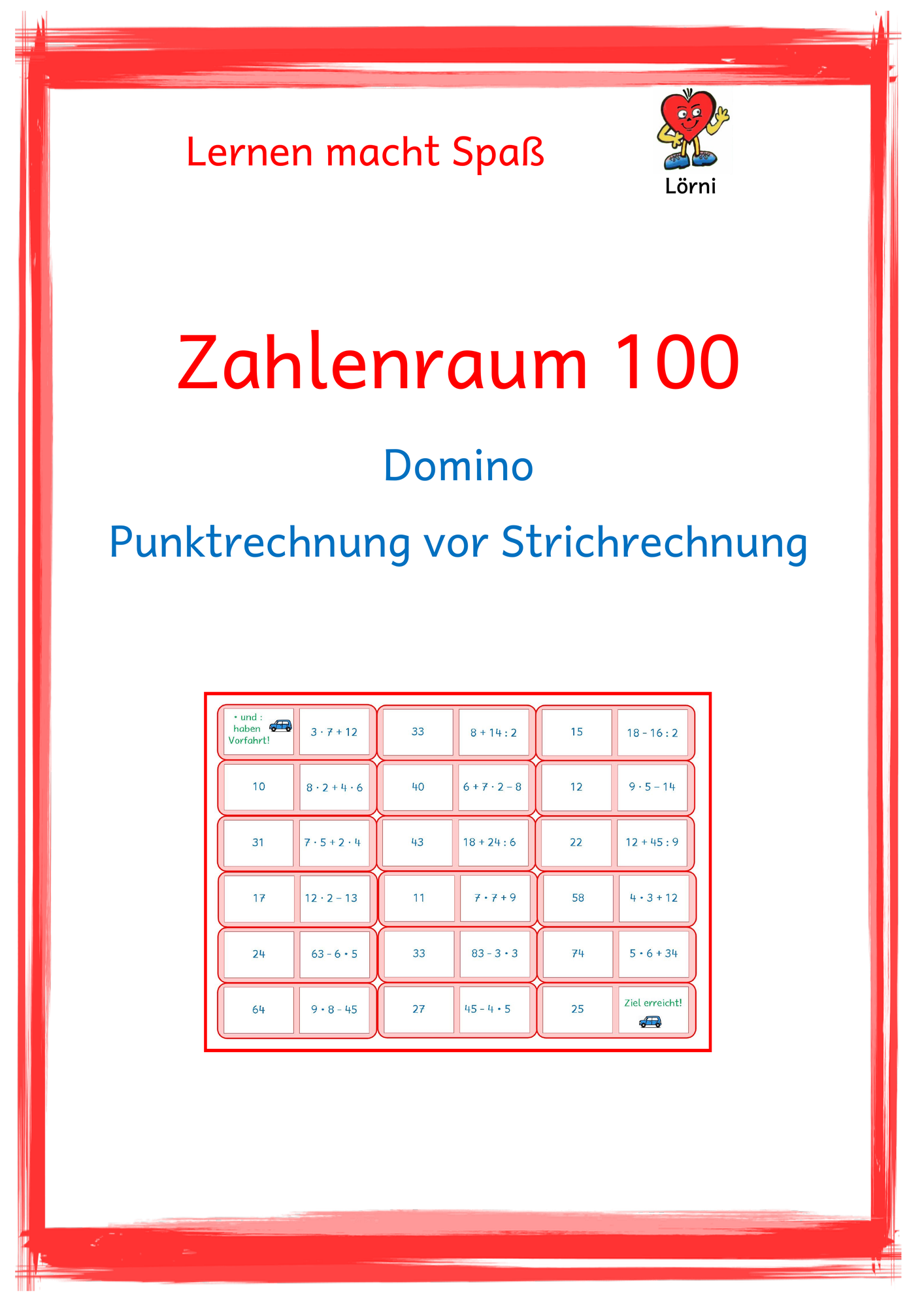 ZR 100: Domino - Punkt vor Strich – Unterrichtsmaterial im Fach Mathematik