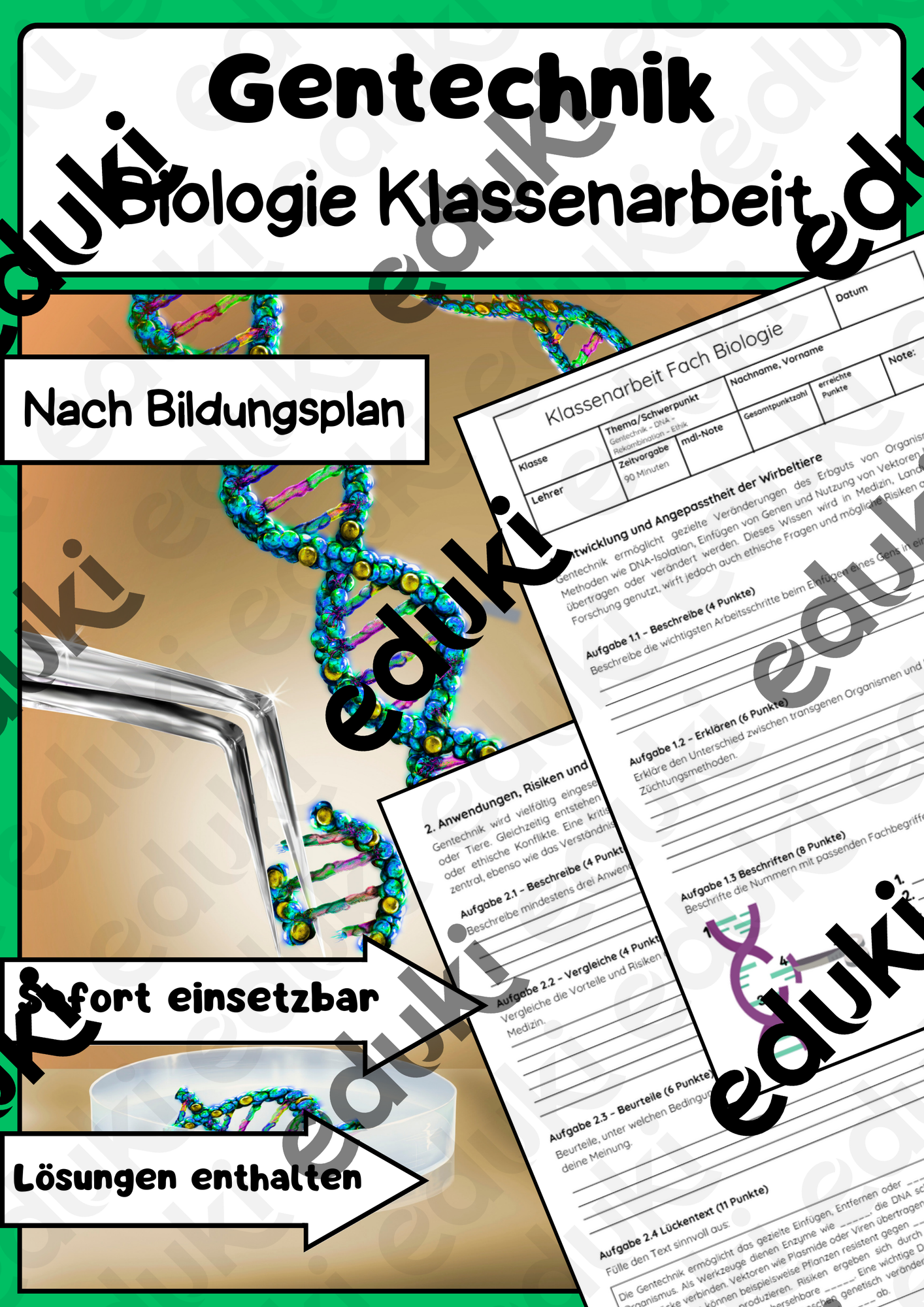 Gentechnik Biologie Klassenarbeit Klasse 10 Gymnasium