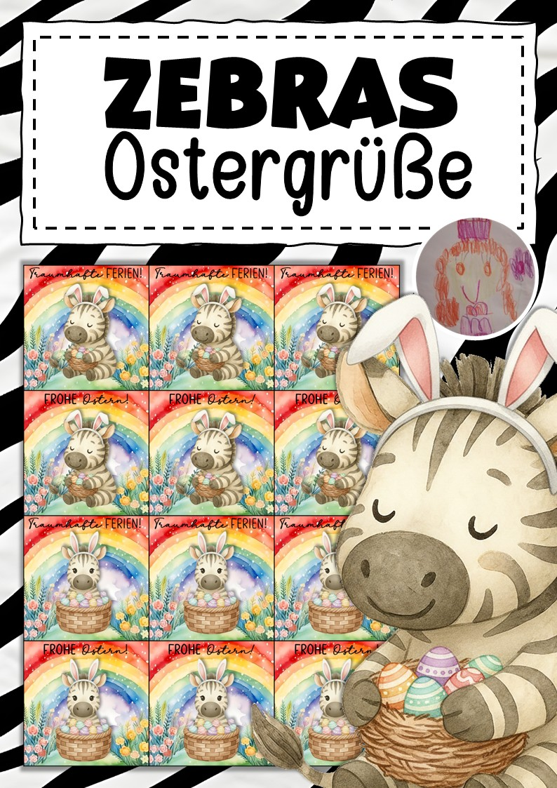Feriengrüße zu Ostern für die Zebraklasse – Unterrichtsmaterial im Fach ...